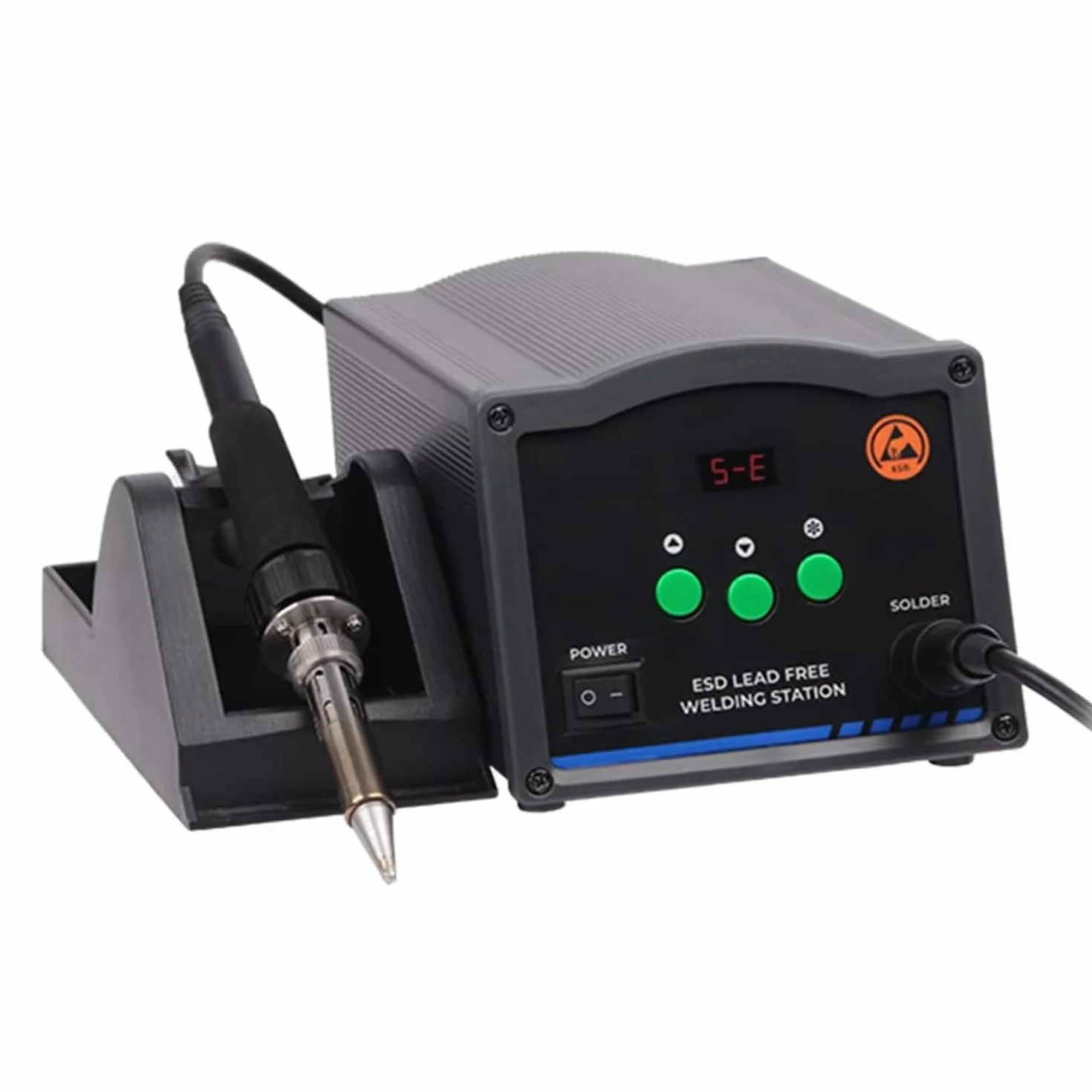Stacja lutownicza 90 W, stół spawalniczy gorącym powietrzem z wyświetlaczem LCD, regulowana temperatura 200℃ ~ 420℃, idealna do naprawy i naprawy SMD