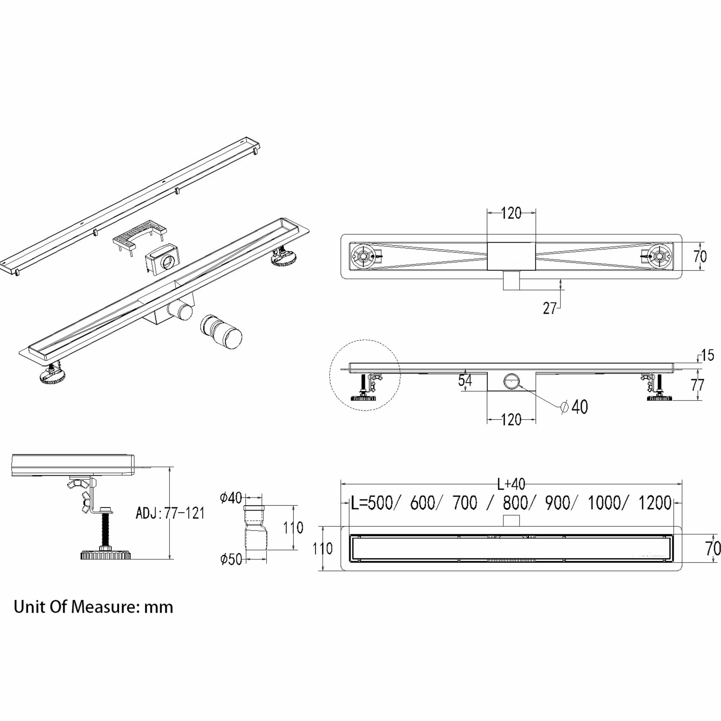 Kanał odpływowy 90 cm, 2 w 1 panel prysznicowy podłogowy z dezodorantem i filtrem do włosów ze stali nierdzewnej, prostokąt