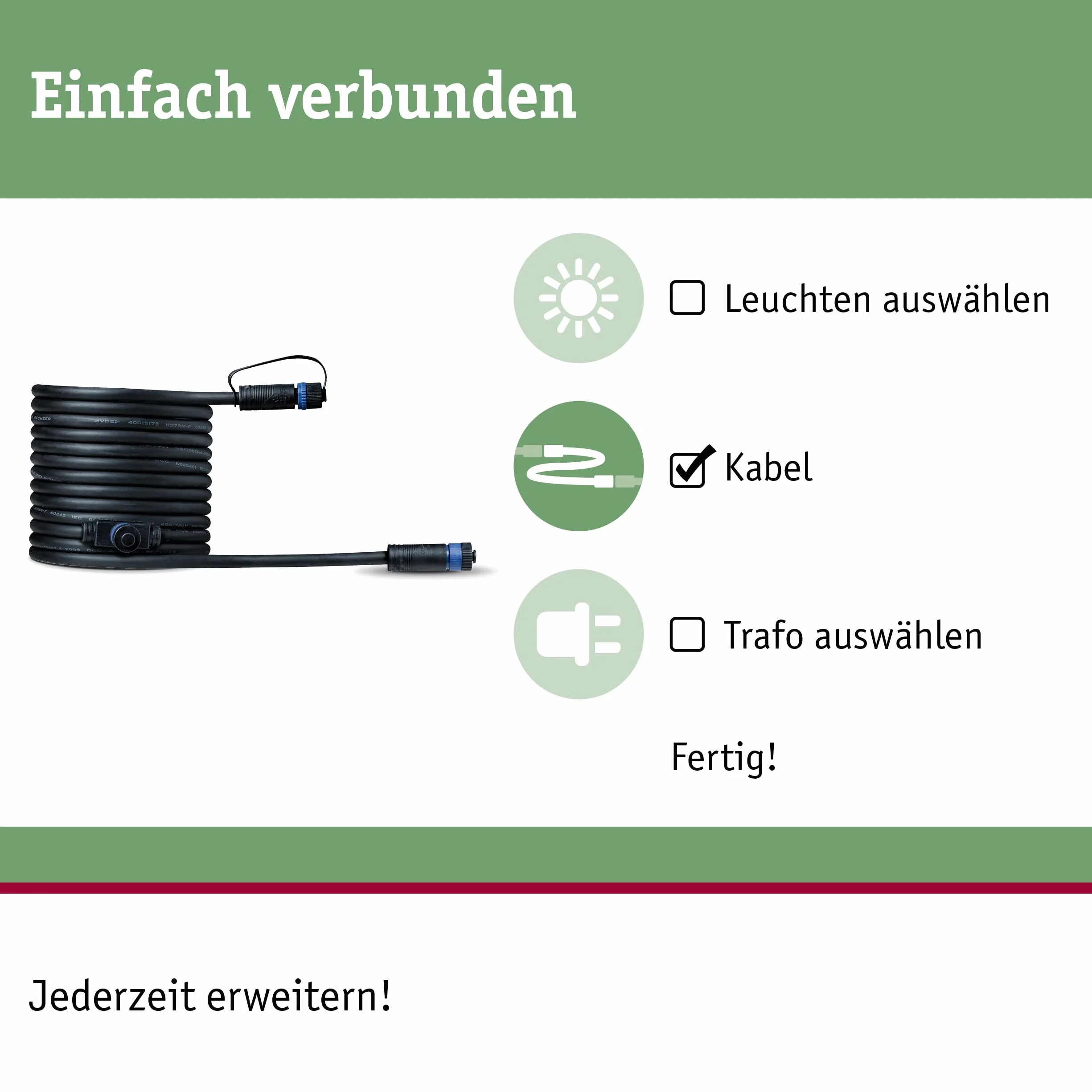 Paulmann 93927 Outdoor Plug & Shine Connector 5 m 1in-2out IP68 2x1,5mm² 93927 przedłużacz kabel łączący oświetlenie zewnętrzne