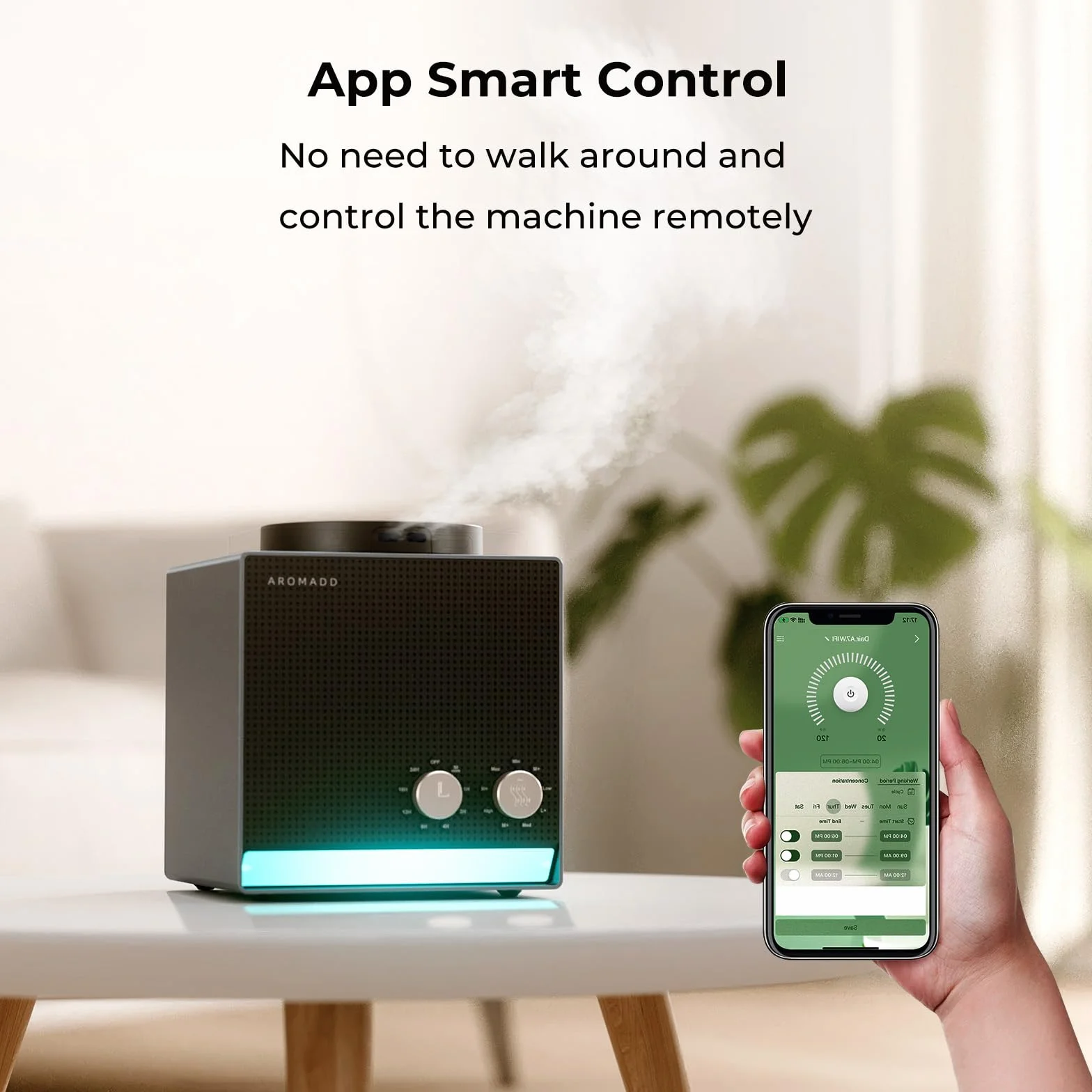 Aromadd Smart Aroma Scent bezwodny dyfuzor olejków eterycznych Cold Air Tech 2000 m2 czarny tytan