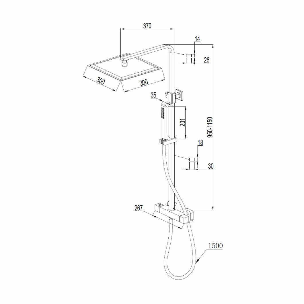 Essebagno 9025553 Kwadratowa kolumna prysznicowa termostatyczna złota