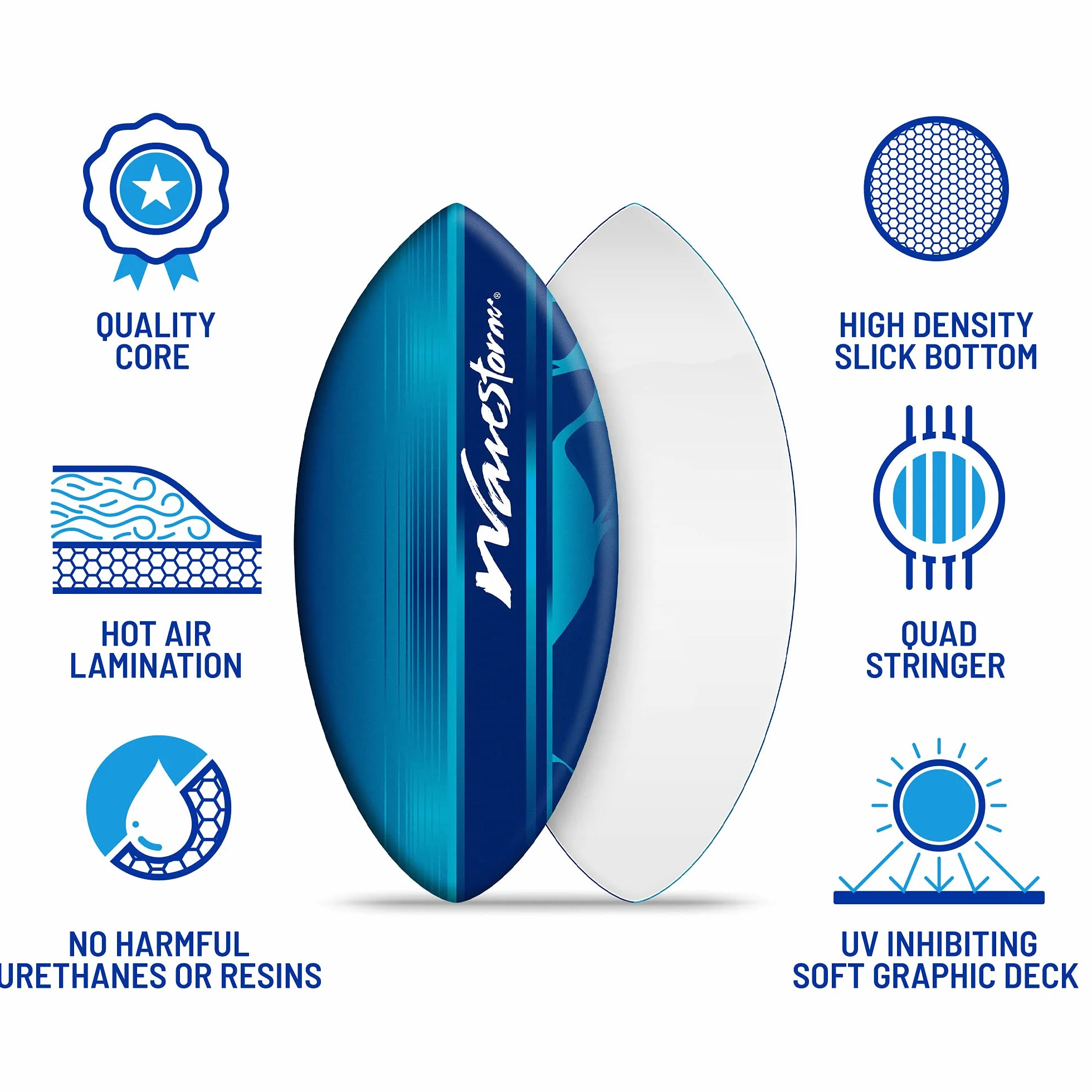 Wavestorm Skimboard piankowy 122 cm | Skimboard dla początkujących i wszystkich poziomów do skakania, surfingu i bodyboardu, niebieski Skimboard
