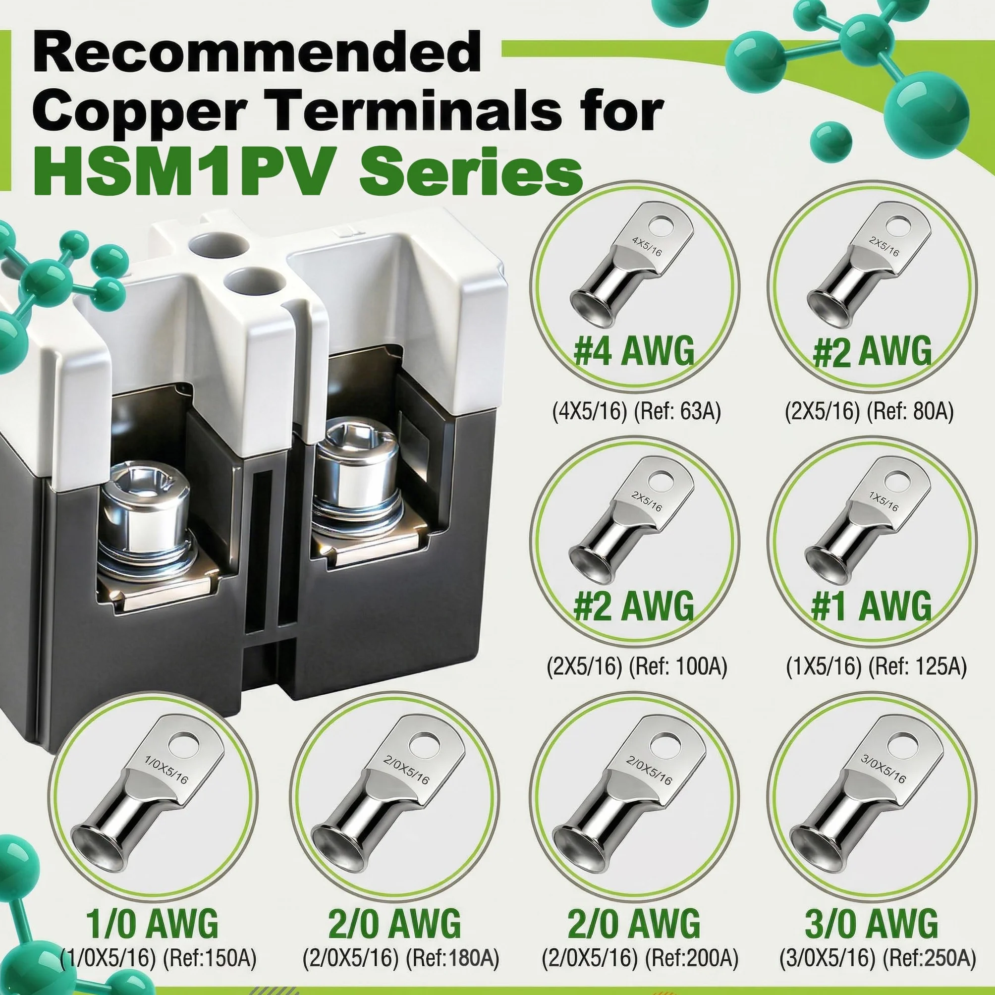 Heschen Wyłącznik DC MCCB HSM1PV-125 2-biegunowy DC550V 63A do instalacji solarnych PV
