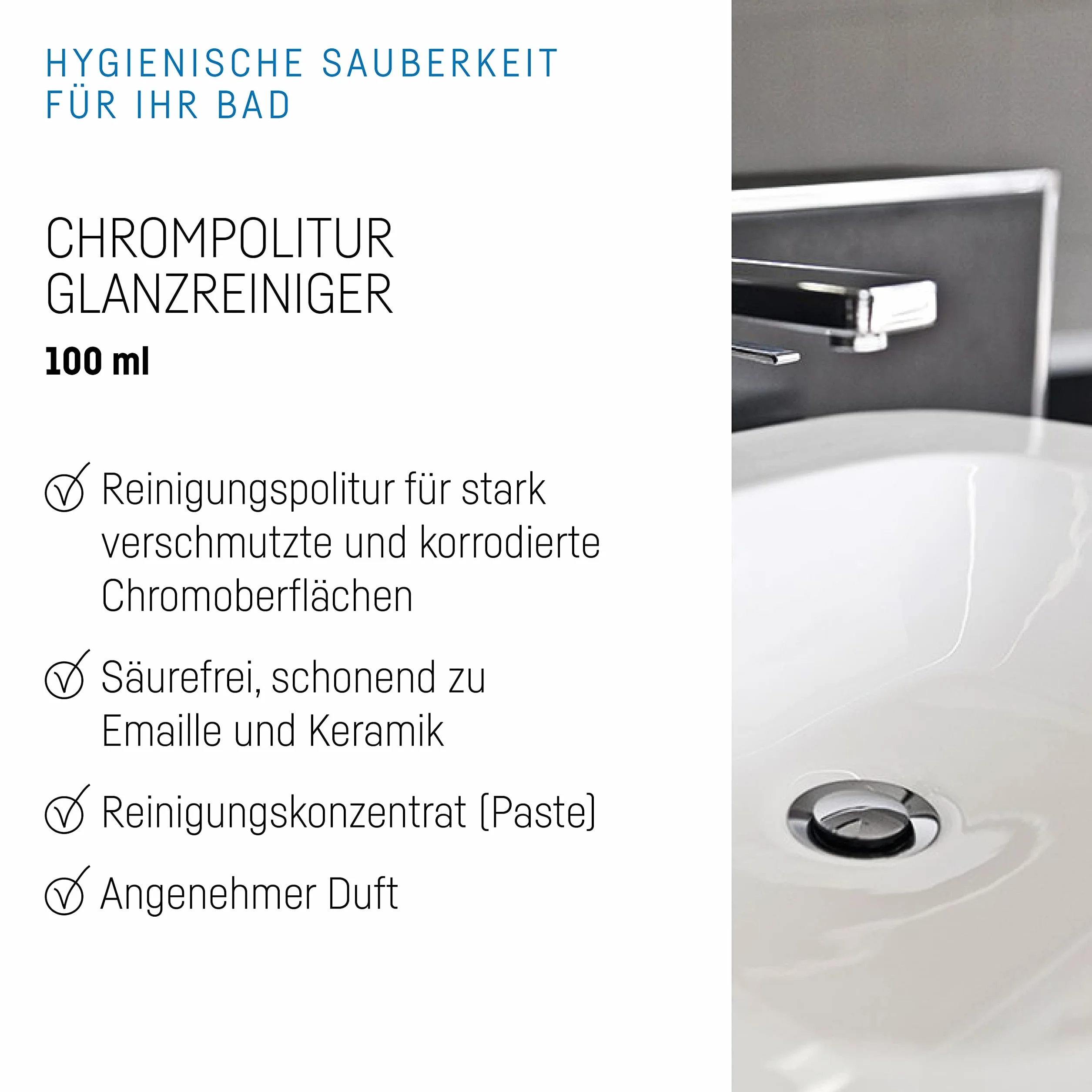 Cramer® Chrom-Star politura do chromu, 100 ml, intensywny środek czyszczący bez kwasu, do błyszczących i matowych powierzchni chromowanych, do armatury betonowej w kuchni i łazience