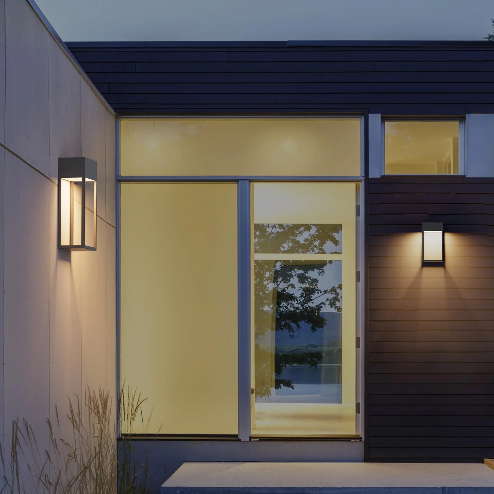 Klighten 24 W LED kinkiet zewnętrzny, 3000K kinkiet, IP65 nowoczesna lampa ścienna aluminiowa, do ogrodu/tarasu/patio, 1545LM, ciepła biel, antracyt