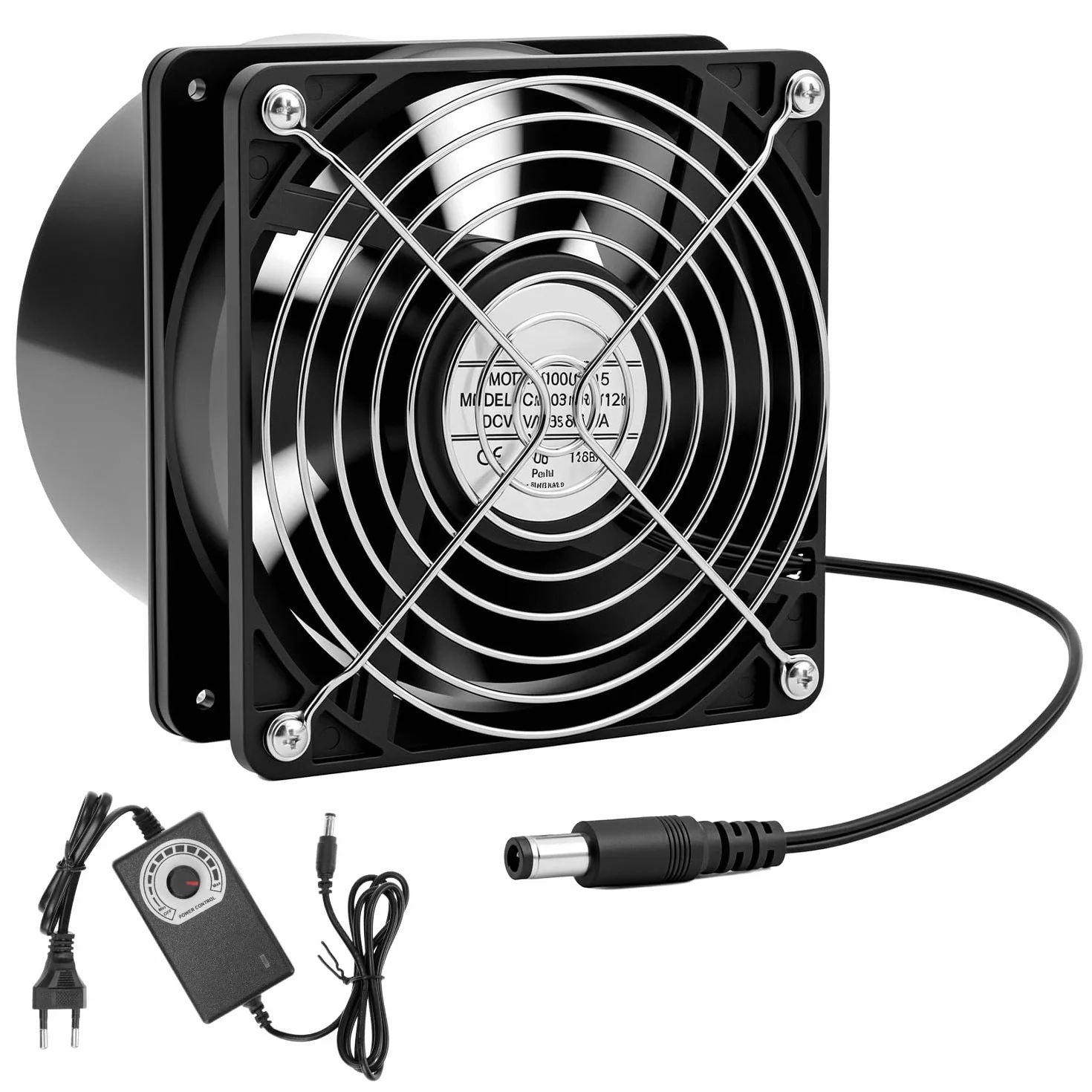 QWORK® Odkurzacz łazienkowy 100 mm z regulatorem prędkości – cichy wentylator ssący do kuchni, garażu i zasłon do uprawy – wyciągacz powietrza z metalową kratką i wtyczką europejską