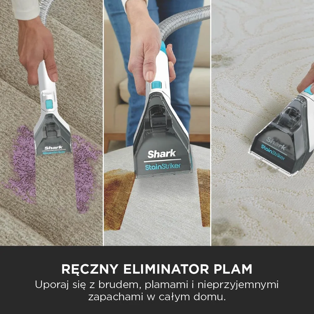Shark StainStriker odkurzacz do usuwania plam z 5 końcówkami, w tym do sierści, fug i węży, 2 specjalne formuły do plam, zapachów i zabrudzeń, lekki i przenośny, 450W PX200EUT