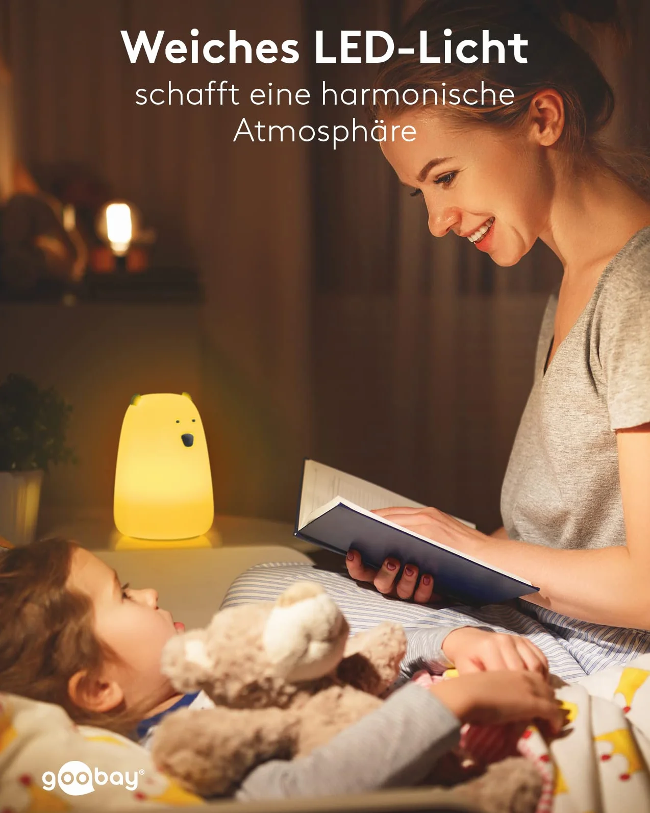 goobay 61647 lampka nocna LED niedźwiedź polarny/nadaje się jako pomoc w zasypianiu, światło do karmienia i pokój dziecięcy, dekoracja/świeci ciepłym białym światłem, 7 zmian kolorów i 3 tryby