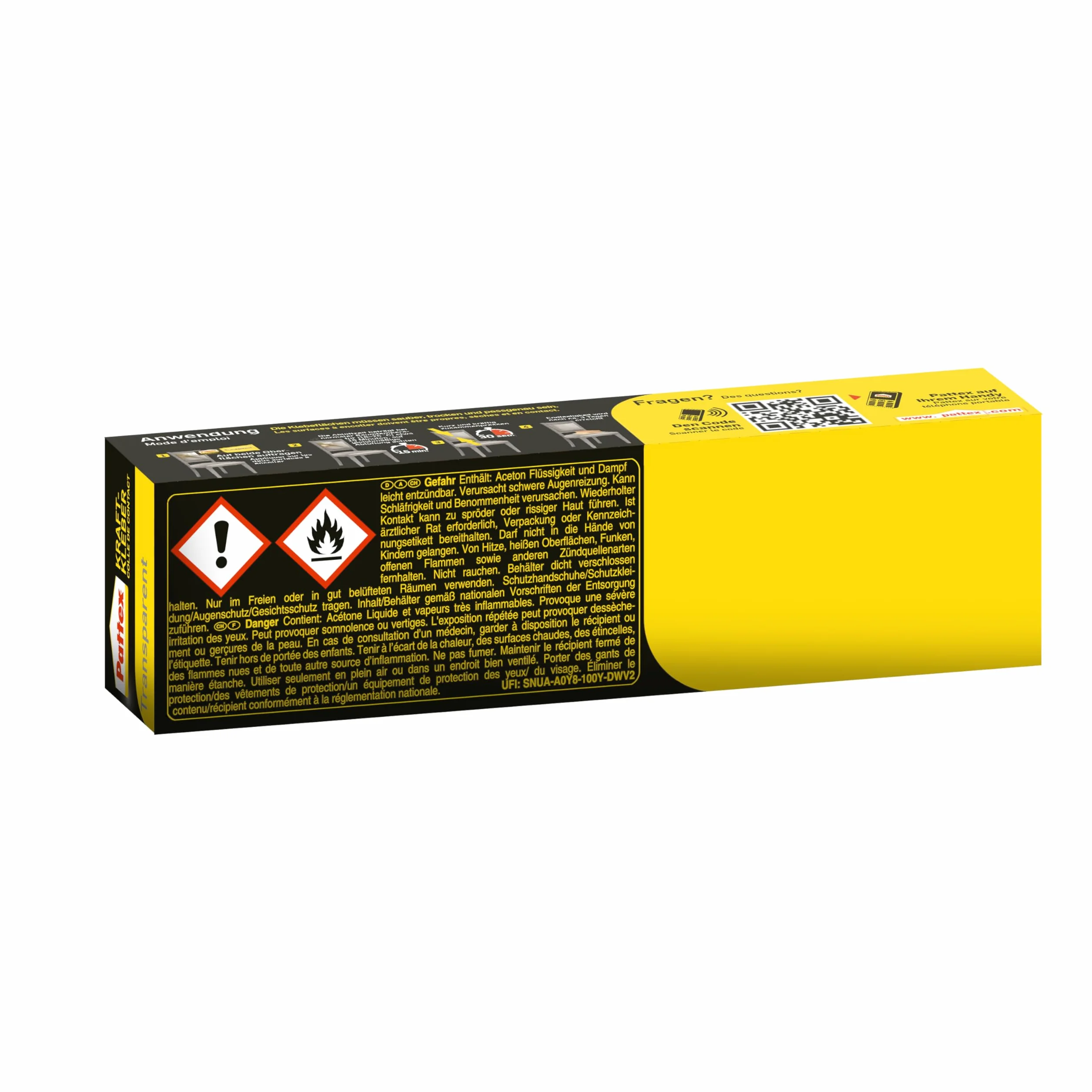 Pattex Klej typu kraft przezroczysty, klej o wysokiej przyczepności i odporności na ciepło, mocny i przezroczysty klej, przezroczysty, 1 x tubka 125 g