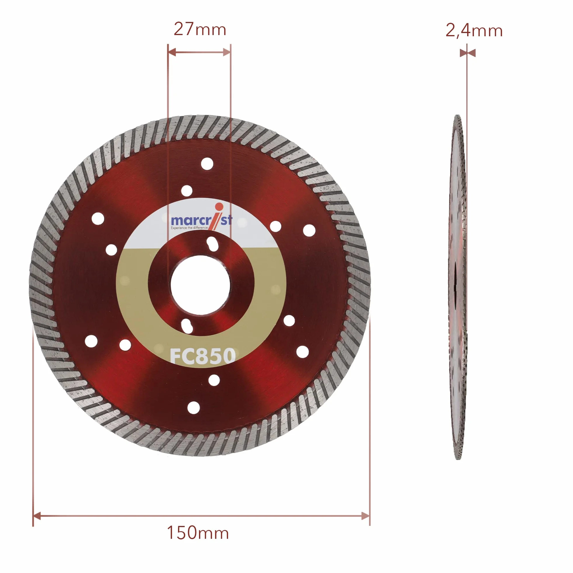 Marcrist Diamentowa tarcza tnąca do frezarek montażowych FC850 Ø 150 mm / 27 mm pasująca BEPO