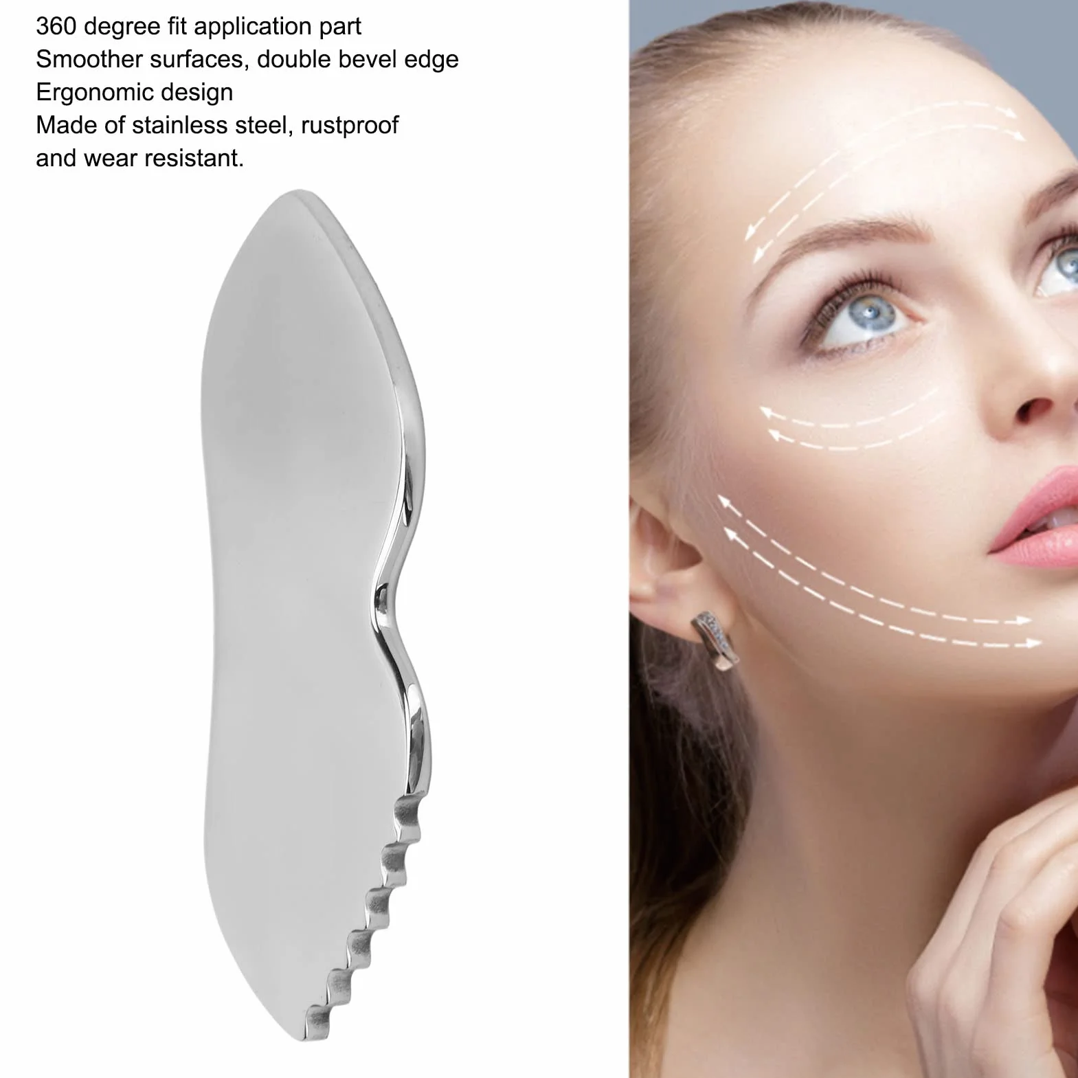 Gua Sha Deska do Masażu ze Stali Nierdzewnej 304 Narzędzie do Łagodzenia Bólu Tkanek Miękkich