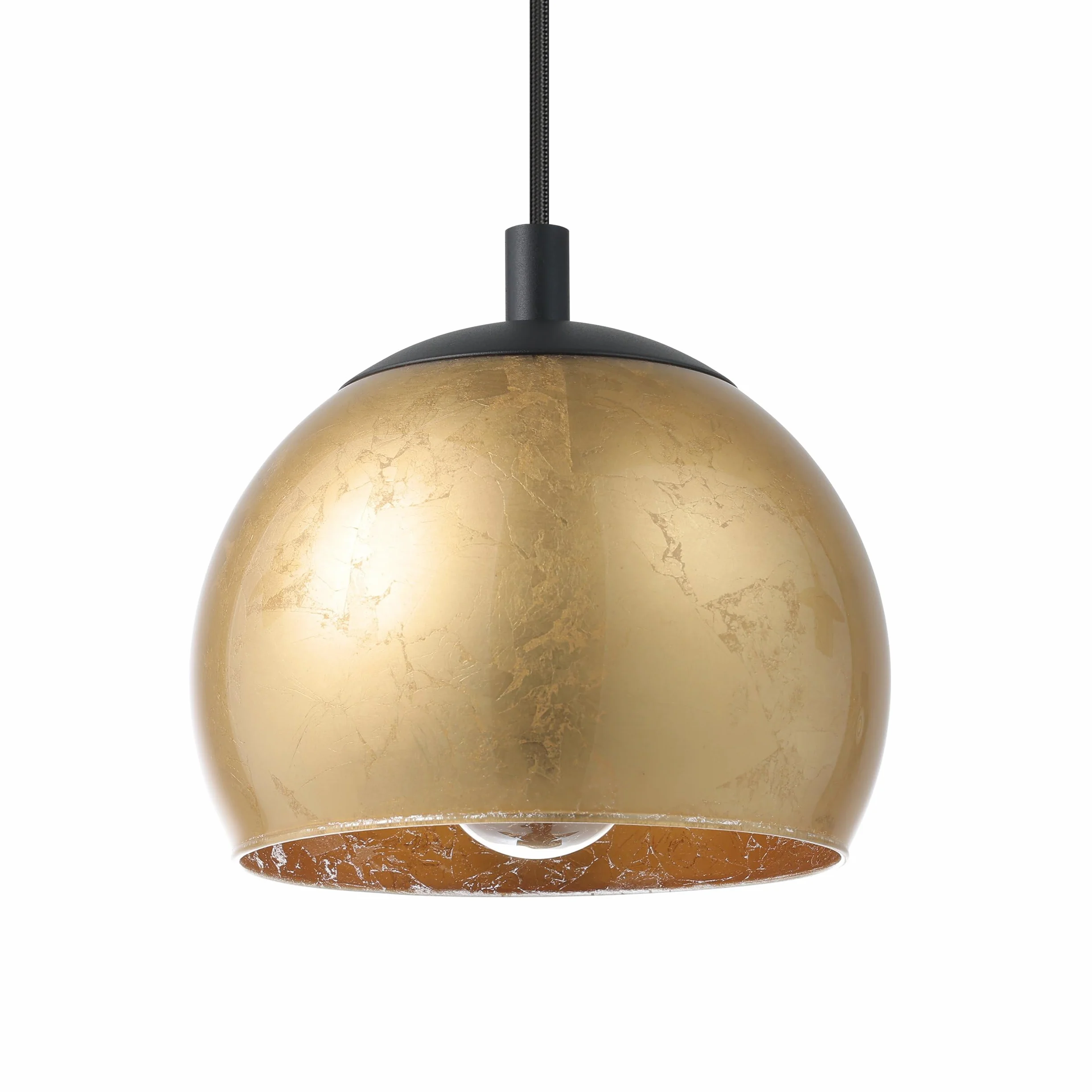 EGLO lampa wisząca Alabraccin, 3-punktowa lampka wisząca stół jadalny | z metalu w kolorze czarnym i szkła w kolorze złotym, oświetlenie do jadalni, oprawka E27, 78 cm