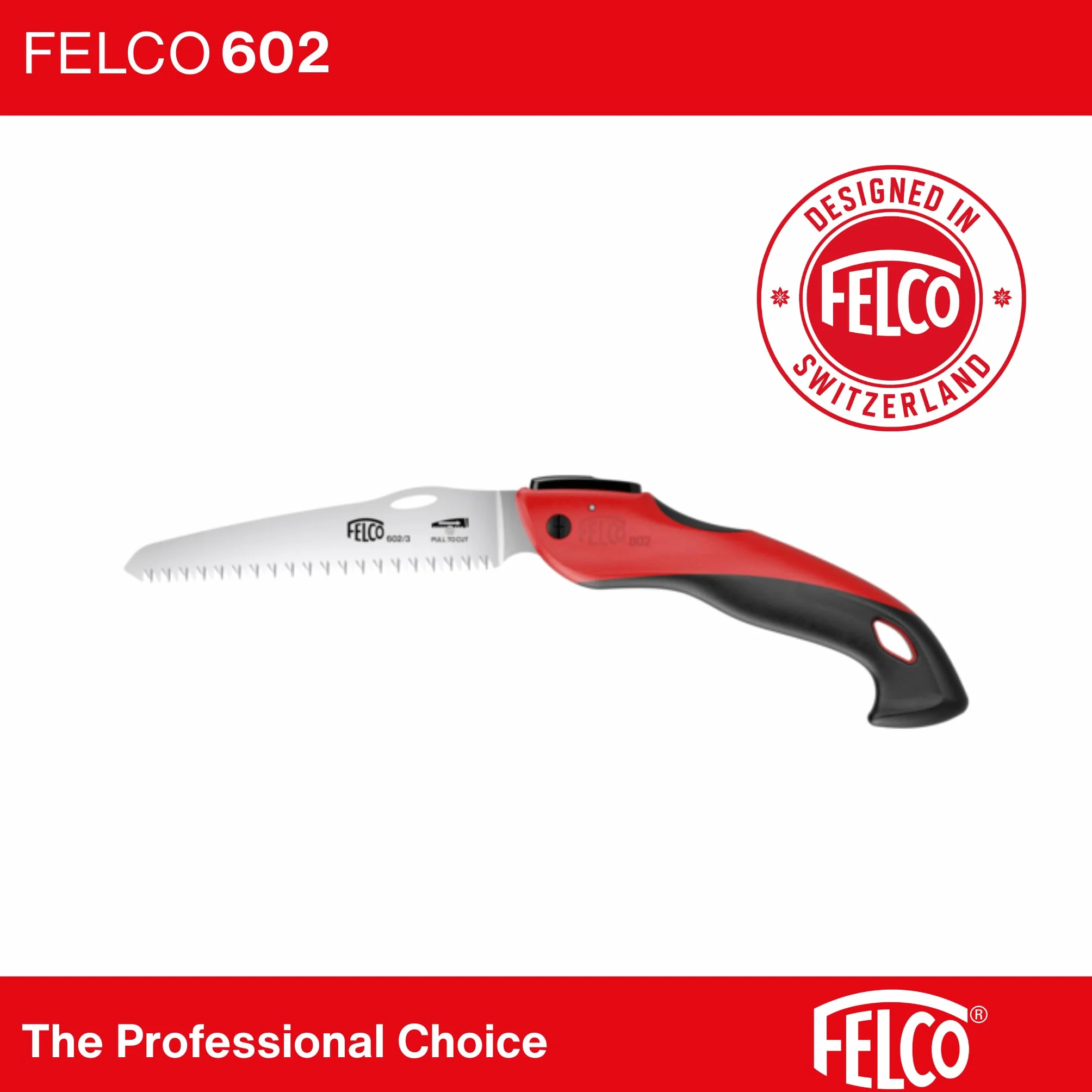 FELCO 602 piła składana prosta 160 mm, rękojeść soft touch, cięcie 80 mm, oburęczna, do ogrodu i przycinania