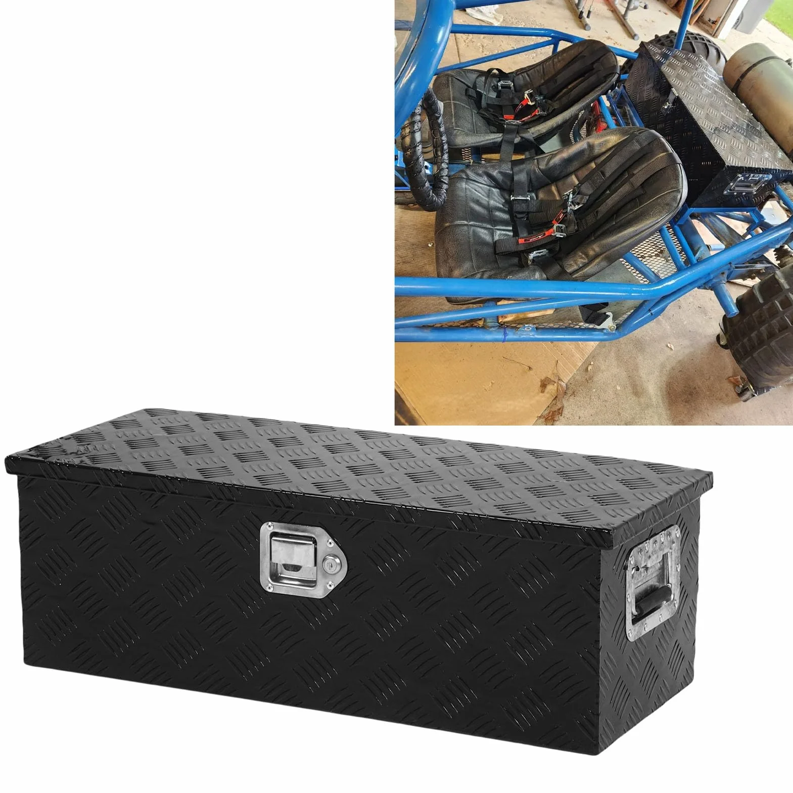 Skrzynka Narzędziowa do Ciężarówki, Aluminiowy Przenośny Organizer do Przechowywania o Dużej Wytrzymałości, Odporna na Warunki Atmosferyczne Skrzynia Narzędziowa o Pojemności 64 Litrów do