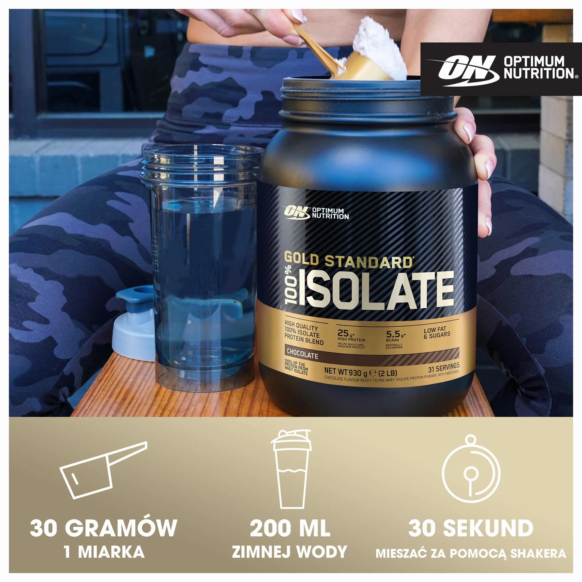 Optimum Nutrition Gold Standard 100% Isolate Izolat Białka Serwatkowego BCAA Glutamina Truskawka 31 Porcji 930 g