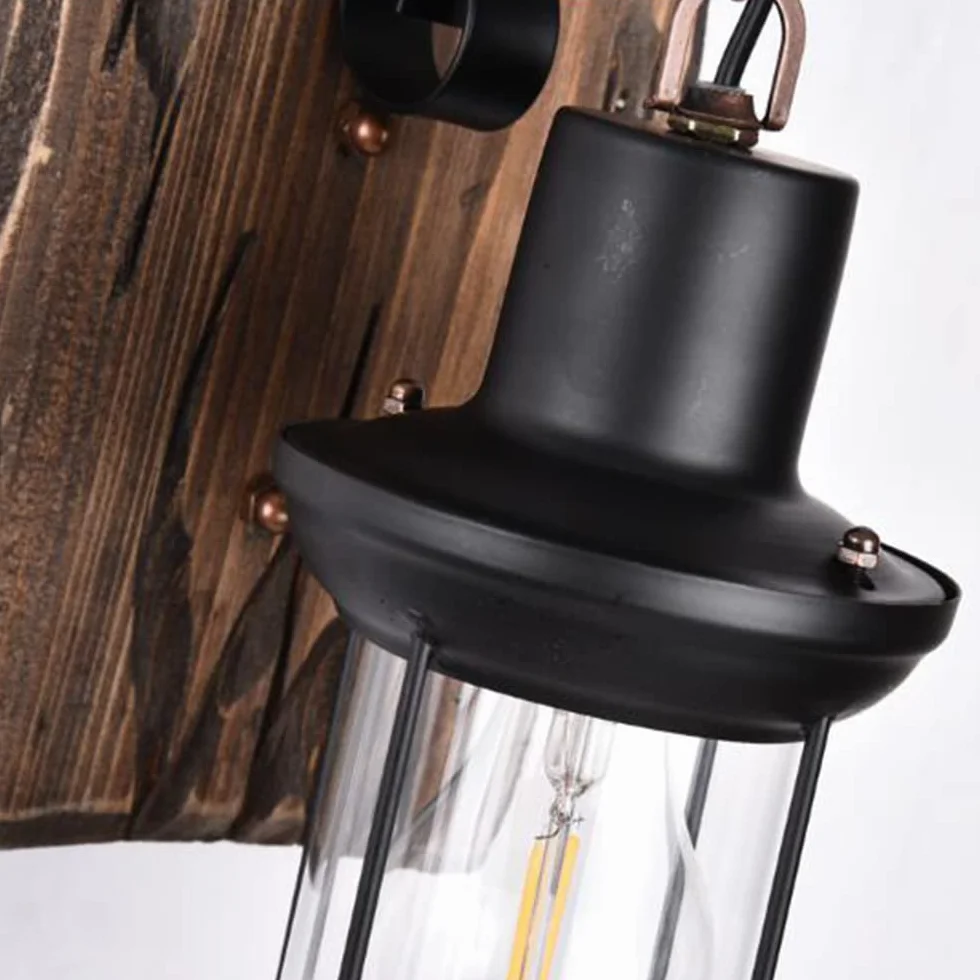 Rustykalny Lampa ścienna Drewniany Kinkiet Retro Nostalgiczny Kinkiet Vintage żelazna Lampa Wisząca Loft Oświetlenie Dekoracyjne Oświetlenie Jadalni Kuchnia Restauracja Hotel Bar Kawiarnia Przedpokój