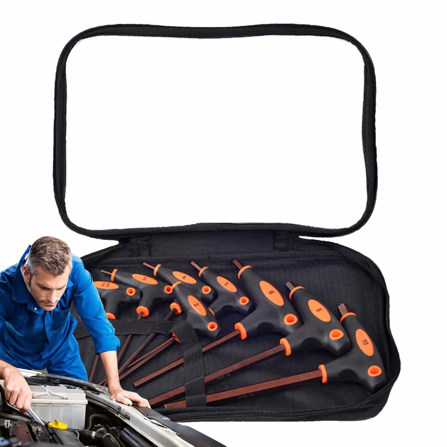 Zestaw Imbusowych Typu T 8 Sztuk Dwustronnych Imbusowych Z Uchwytem T | Wielofunkcyjny Zestaw Kluczy Imbusowych do mechaniki, na zewnątrz, dom, garaż, meble, rower, motoryzacja