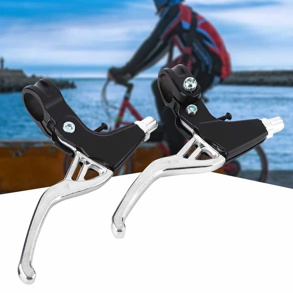 Keenso Uchwyty dźwigni hamulca rowerowego, 1 para uchwytów hamulca rowerowego, aluminium górskiego, dźwignie hamulca rowerowego, uchwyt poziomu sprzęgła, 4 kolory (srebrny)