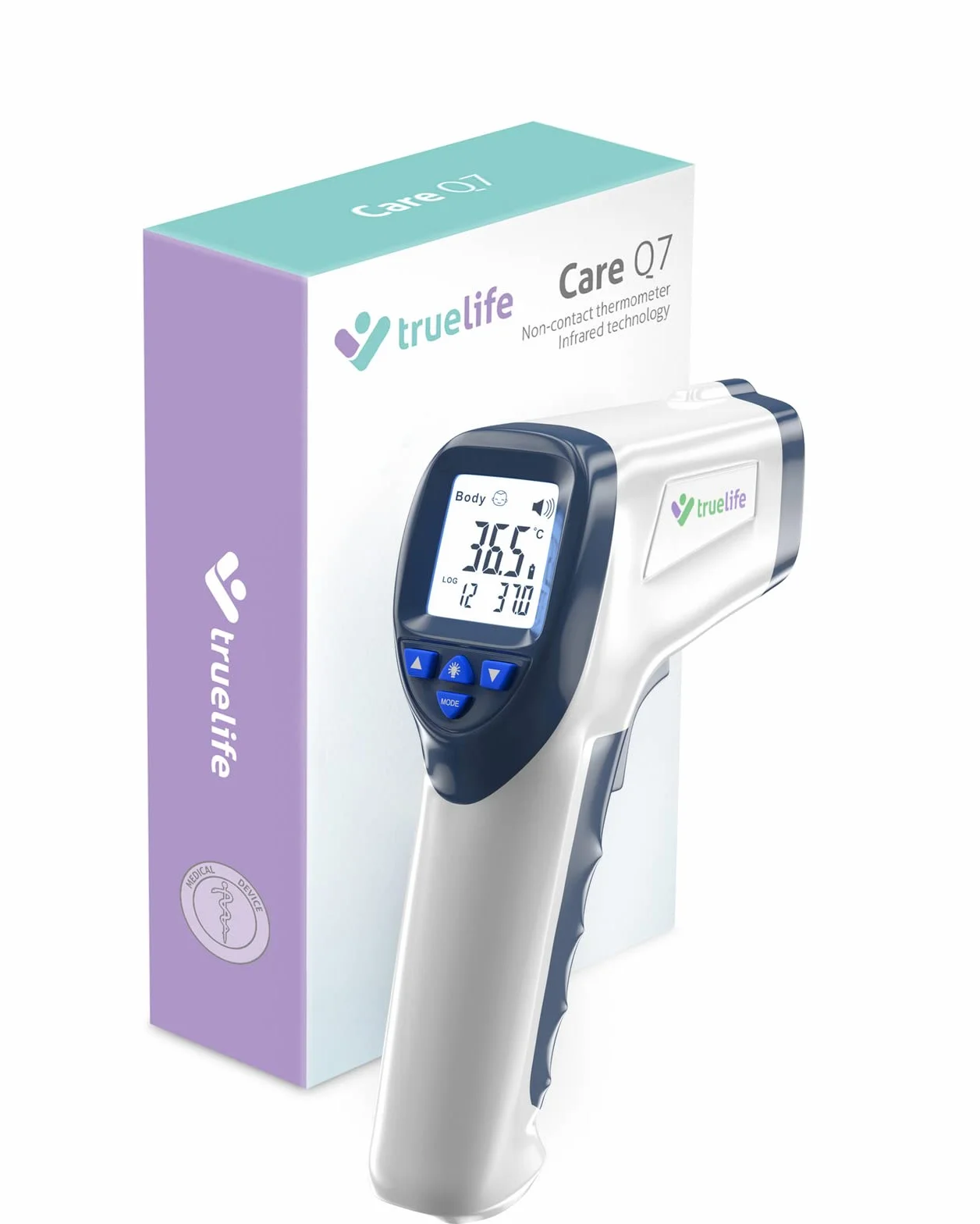 TrueLife Care Q7 Bezdotykowy termometr na podczerwień do czoła z wyświetlaczem LCD dla dzieci i dorosłych