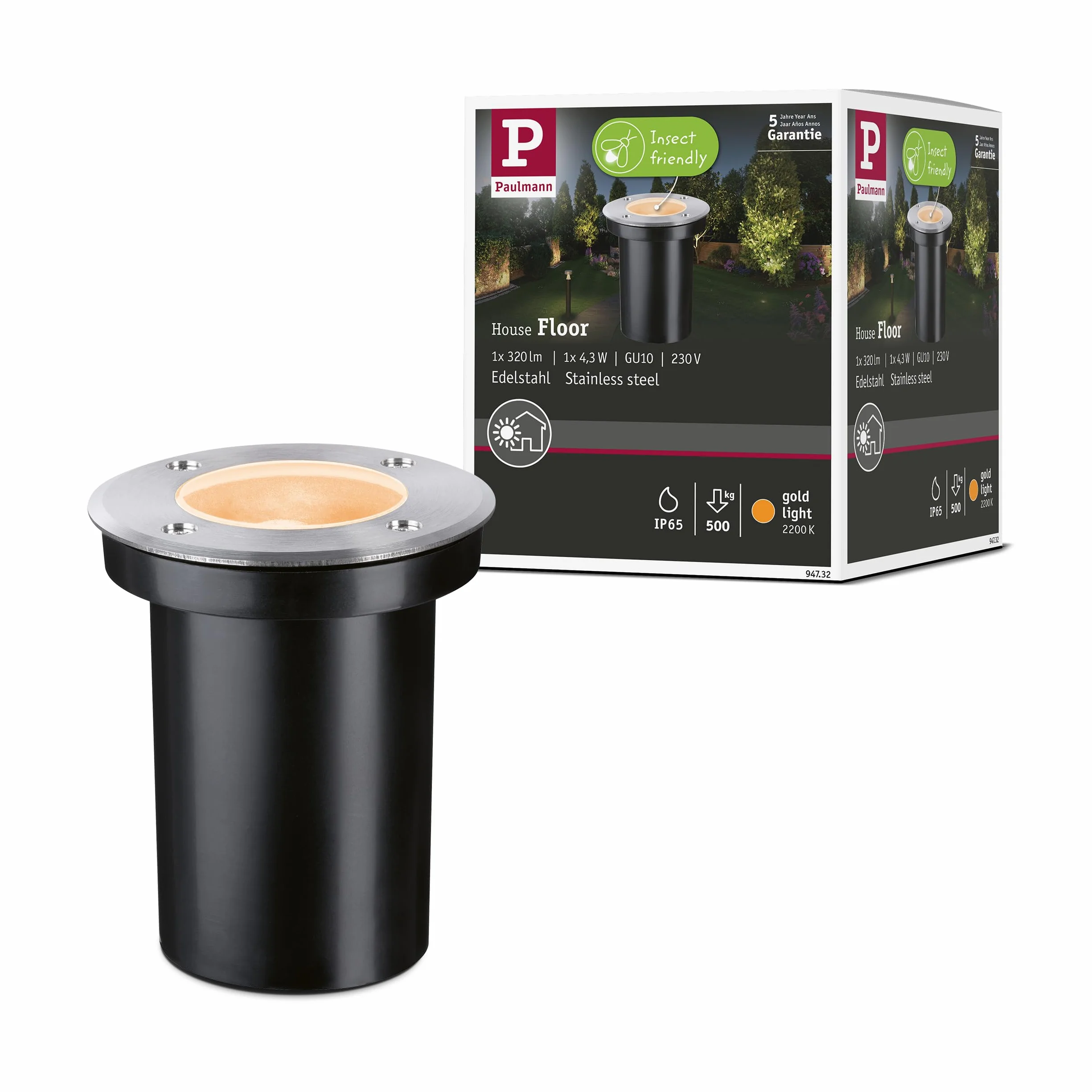 Paulmann oprawa zewnętrzna LED dogruntowa IP65 110mm 2200K 4,3W 320lm 230V stal szlachetna GU10