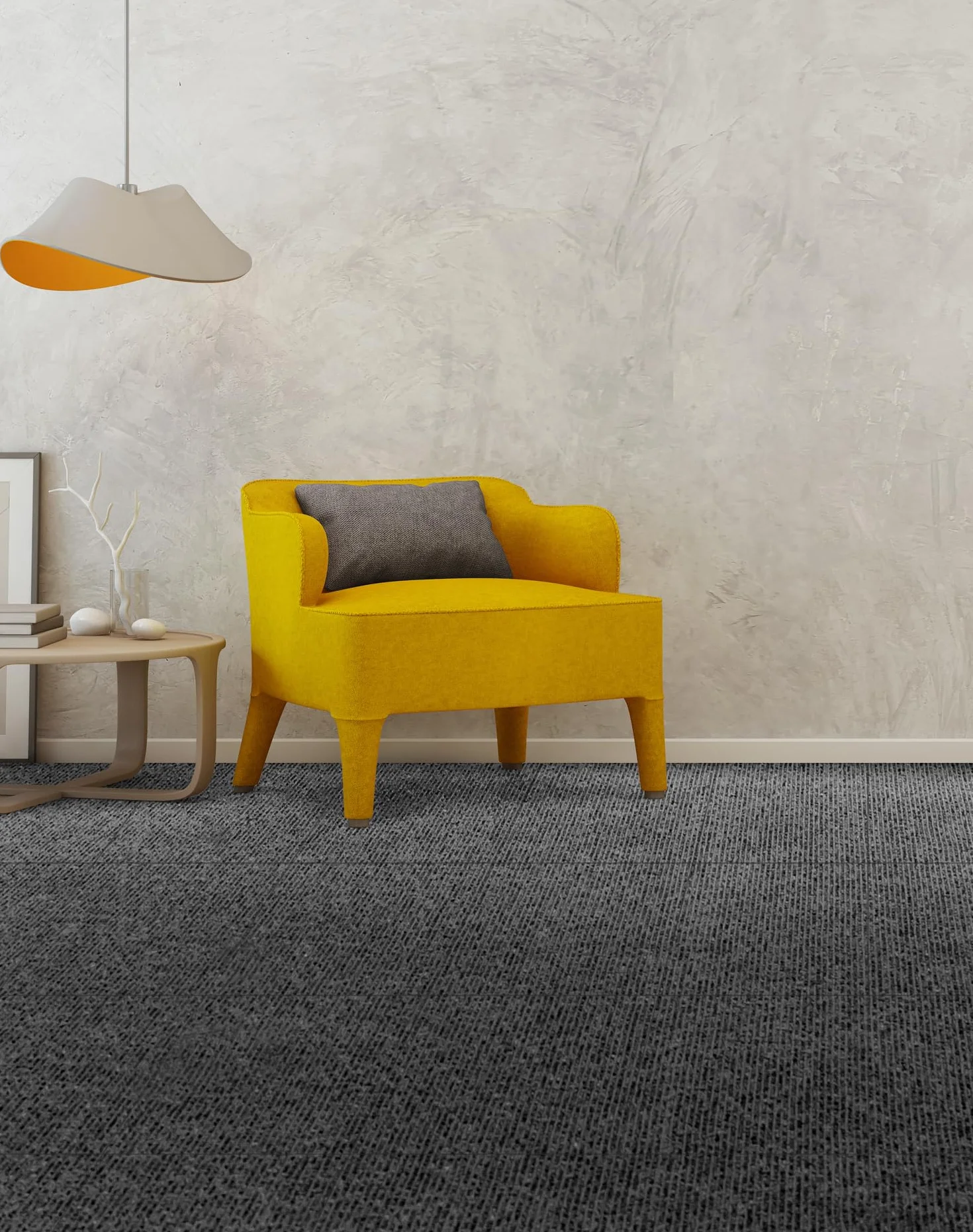 QWORK® 20 sztuk płytek dywanowych z antypoślizgowym spodem - 50x50 cm - szary kolor - idealny do obiektów komercyjnych/biur/siłowni/domów (5㎡)