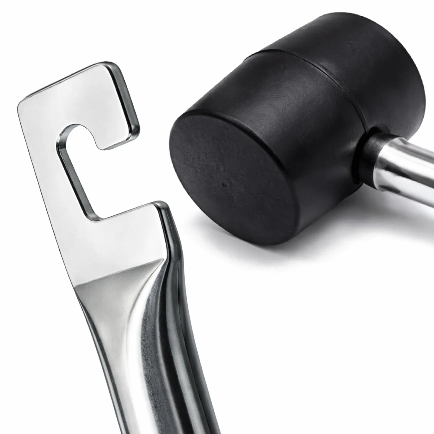 COM-FOUR® Mlotek gumowy z wyciagaczem do kolków - Mlotek z miekkim obuchem i metalowym trzonkiem - Mlotek z kolkami do biwakowania i rzemiosla - Mlotek (01 szt. - z uchwytem hakowym)
