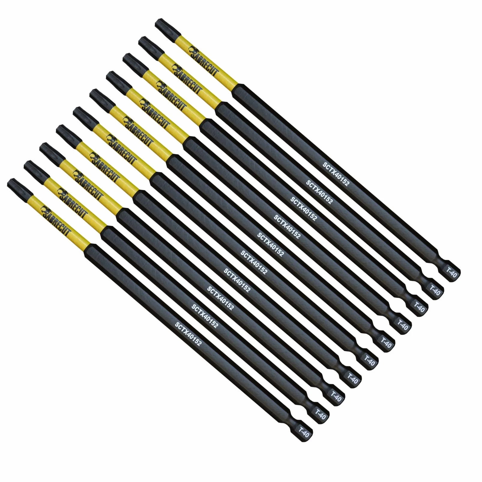 10 x SabreCut SCTX40152_10 152 mm T40 TX40 Zestaw końcówek wkrętaków magnetycznych Torx Heavy Duty Kompatybilny z Dewalt Milwaukee Bosch Makita i nie tylko