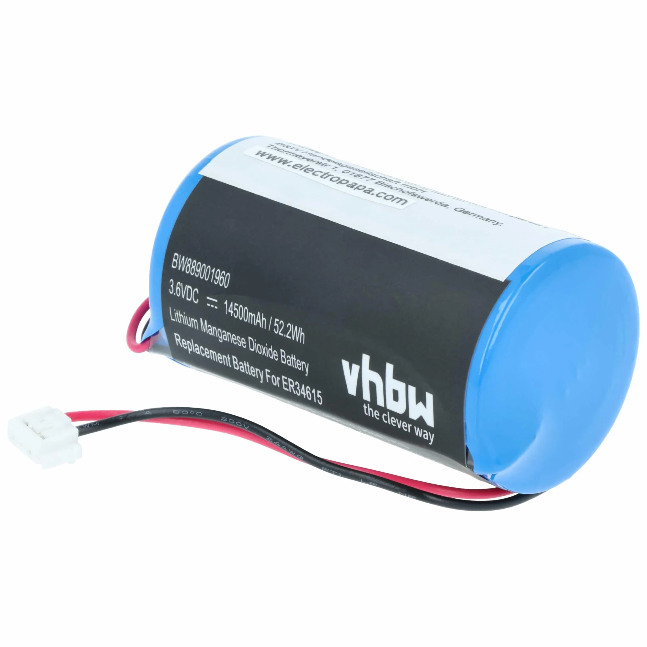 vhbw Bateria kompatybilna z DSC WT4911, system alarmowy IMPASSA, system alarmowy, radiowa syrena zewnętrzna (14500 mAh, 3,6 V, Li-MnO2)