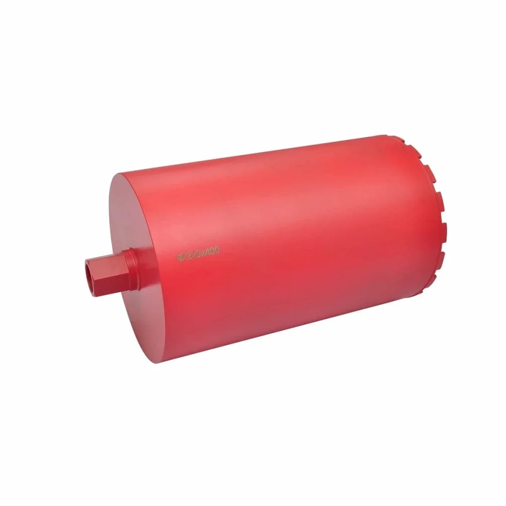 Diamentowa koronka wiertnicza 220 mm wiertło rdzeniowe na mokro i na sucho 1 1/4" przyłącze gwintowane do betonu żelbetowego, granitu, twardej skały, wiertarki elektrycznej, akcesoria dla