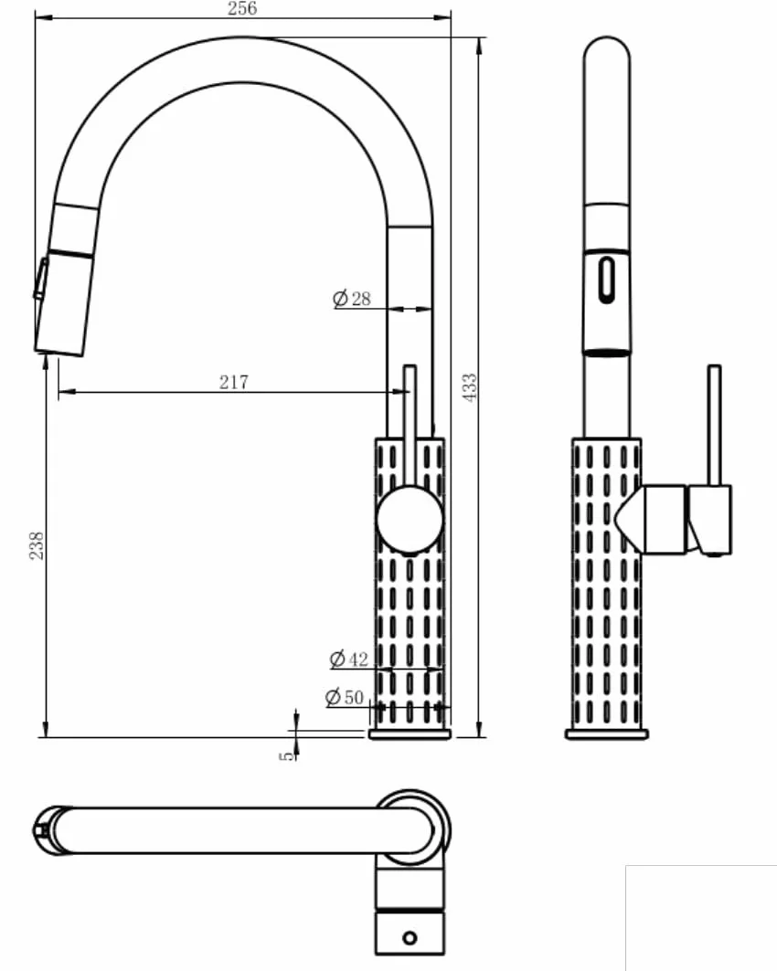 Essebagno Bateria zlewozmywakowa Architek z wyjmowanym prysznicem w szczotkowanej miedzi