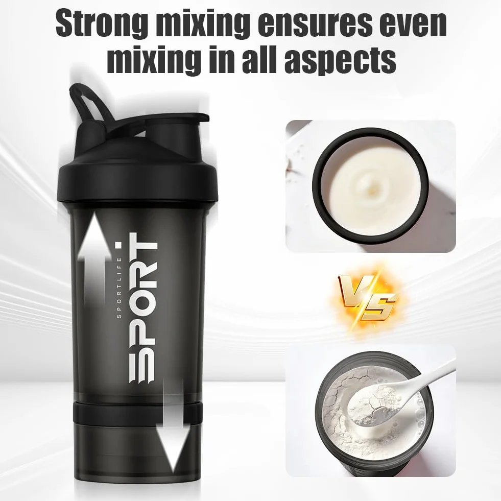 Butelka do wytrząsania proteinowego, 2 szt. Shaker Protein Shaker z Mix Ball Pill Organizer i przechowywanie, sportowa butelka na wodę dla sportowców, entuzjastów fitnessu, na siłownię i na