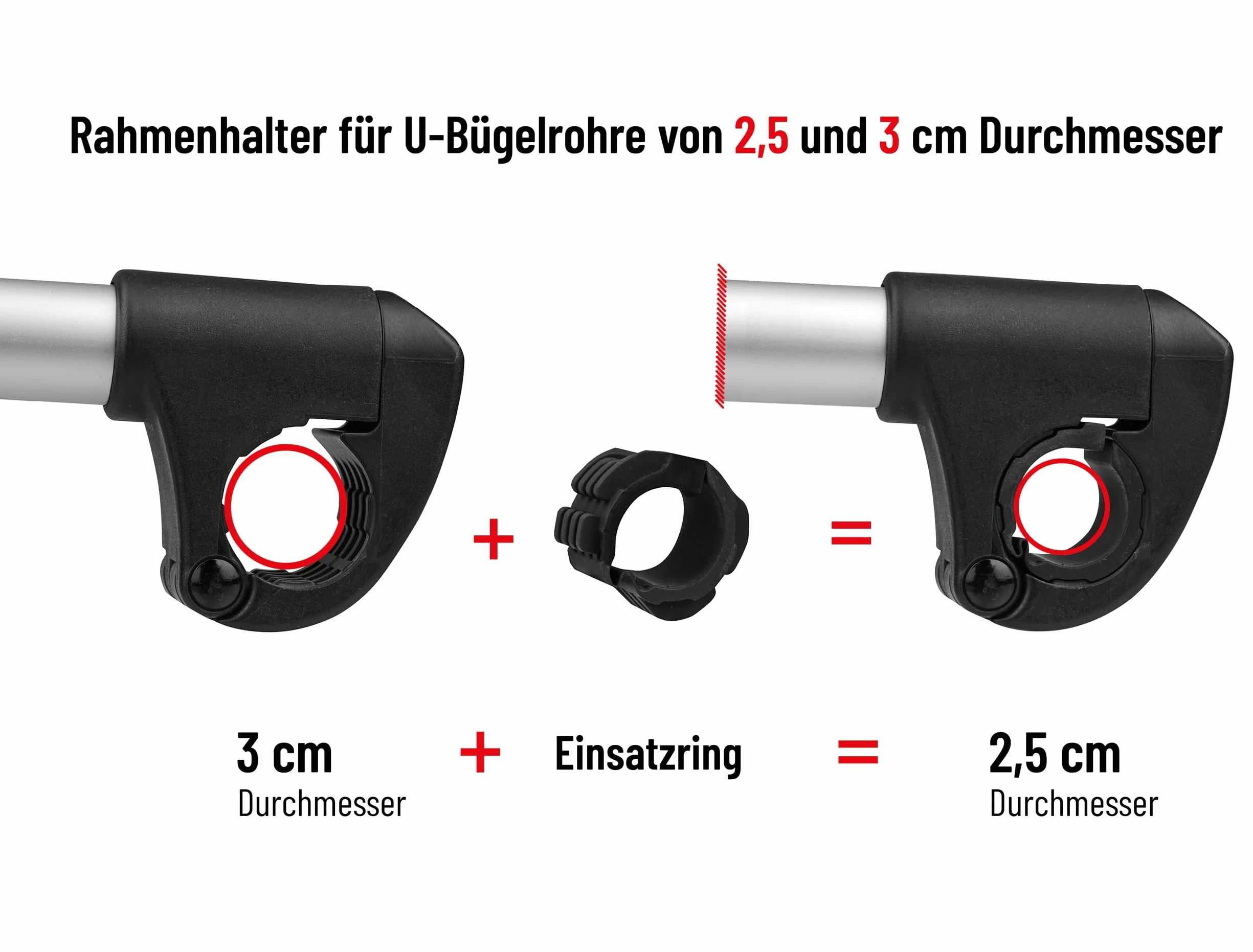 Bullwing Uchwyt na ramę krótki, Ø 25 + 30 mm, do bagażnika rowerowego ebike – bezpieczne i elastyczne mocowanie, regulowany