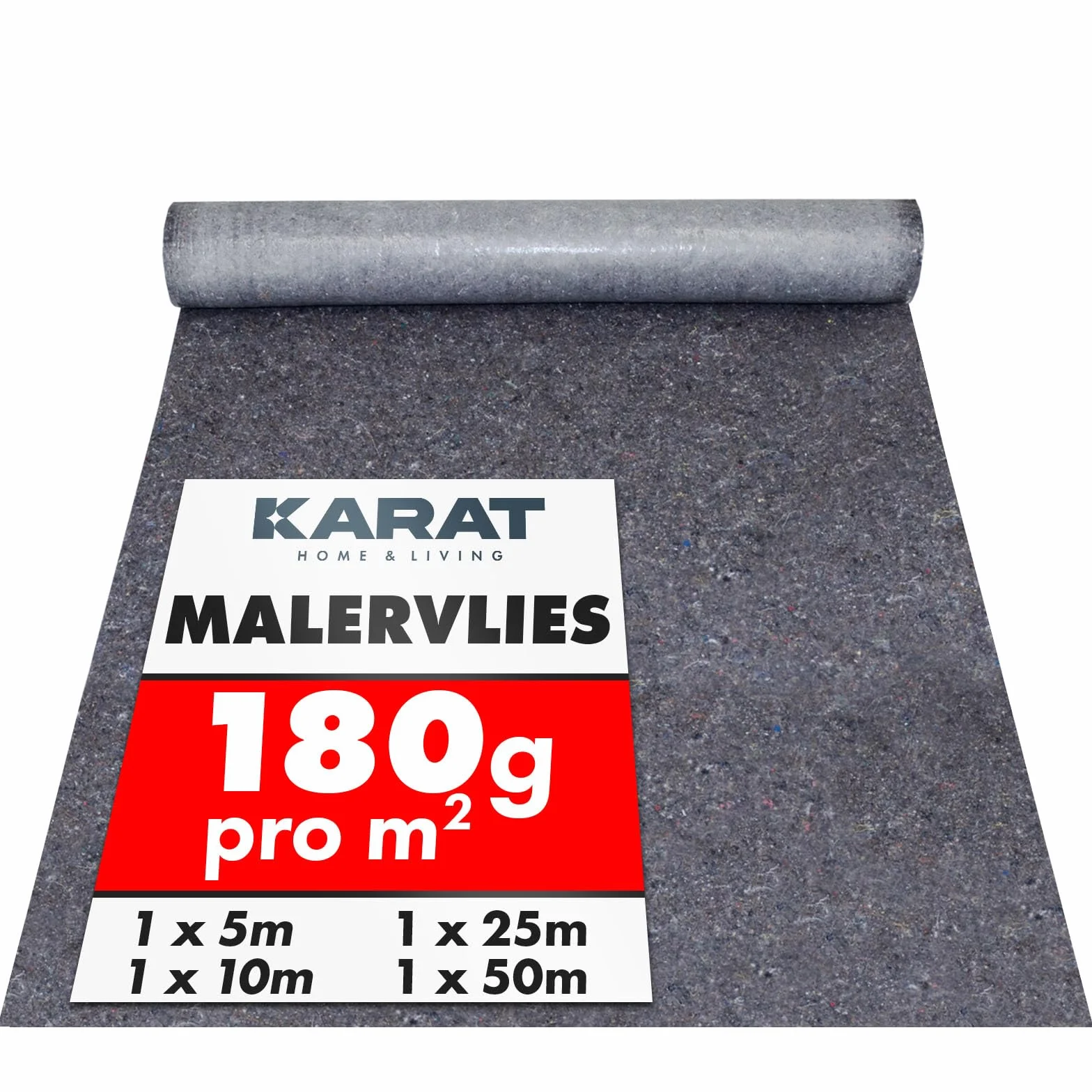 KARAT Włóknina malarska w rolce 50 m x 1 m, włóknina malarska 50 m² z powłoką antypoślizgową, dywan malarski, nadaje się do ponownego użytku, dla malarzy i rzemieślników, pokrycie podłogi 180 g/m²