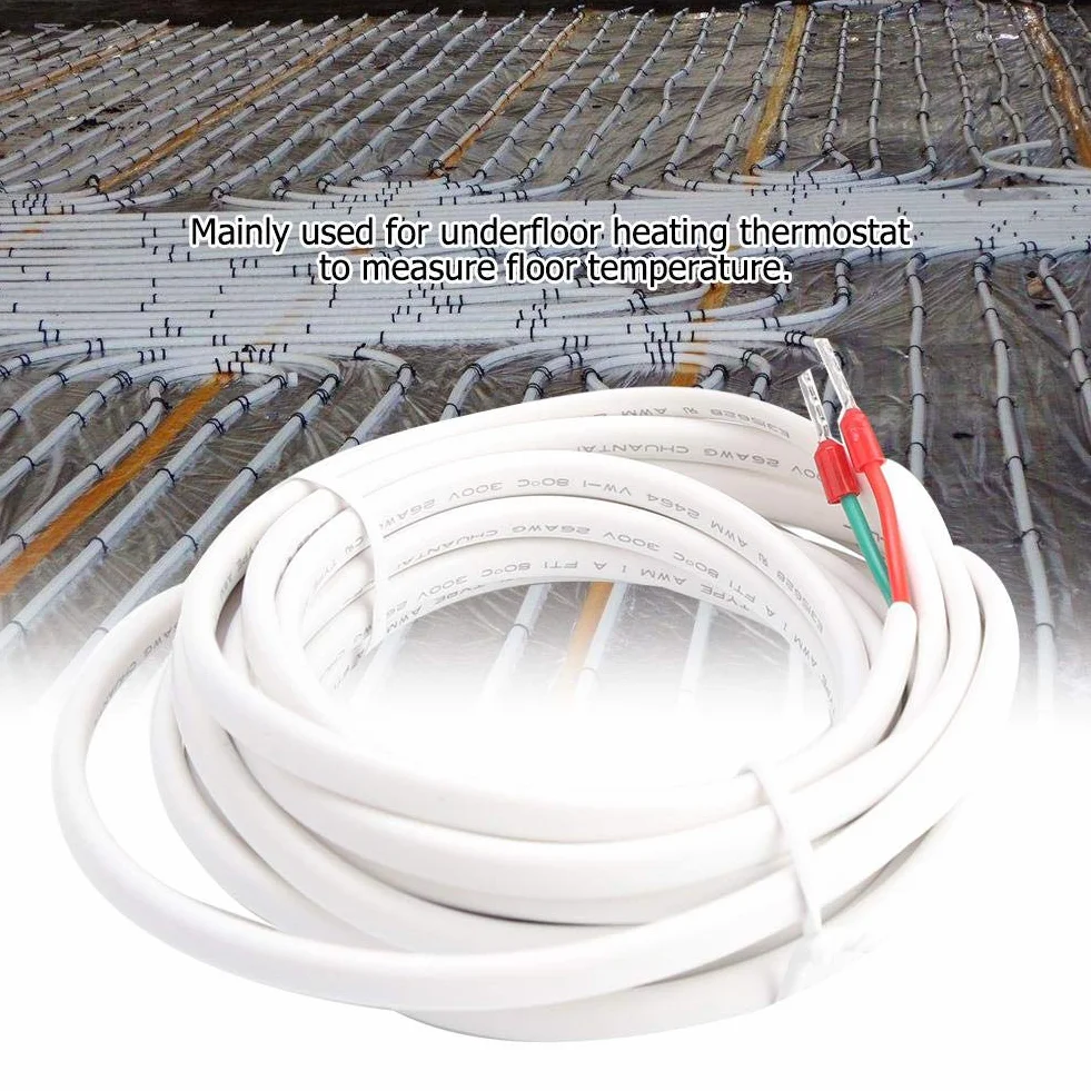 VOBOR Termostat sonda czujnikowa 3 m, sonda RTD, czujnik temperatury podłogowej, kabel sondy, ogrzewanie podłogowe, termostat, akcesoria do systemu ogrzewania podłogowego, termostatu