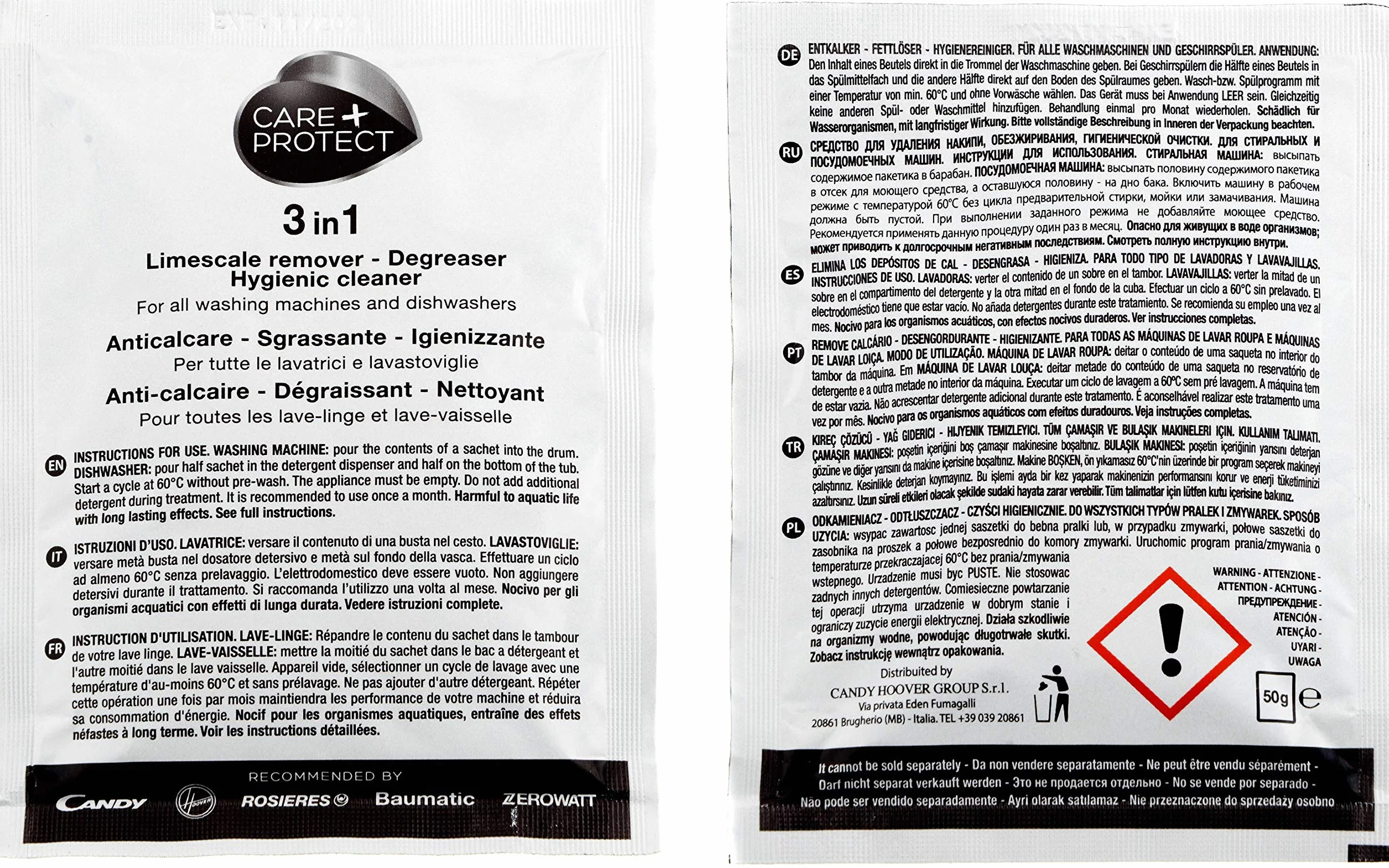 Care+Protect CANDY 35601768 Anticalcare Sgrassante Igenizzante Lavatrice Lavasto