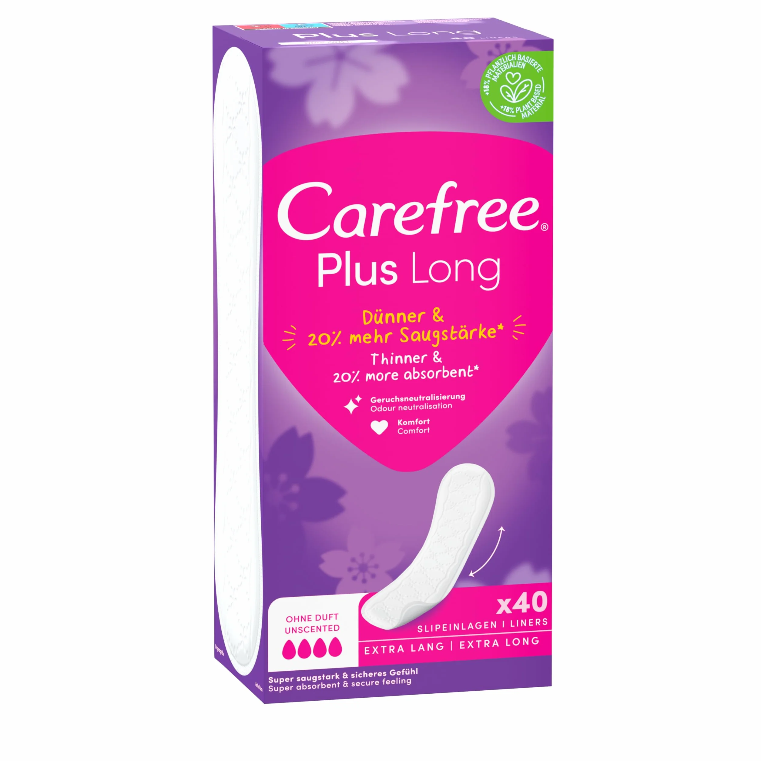 Carefree Plus Long Light Scent Wkładki higieniczne 40 szt.