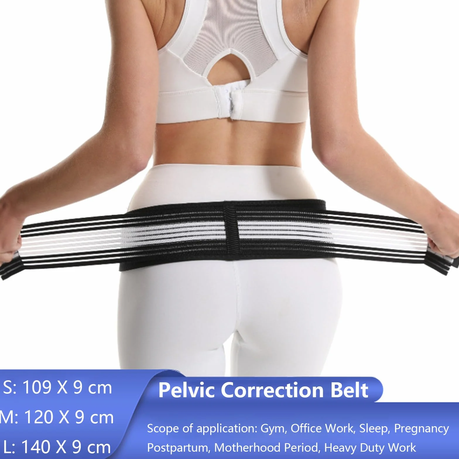 Sacroiliac pas biodrowy 120 cm, pas po porodzie, antypoślizgowy, regulowany pasek wsparcia, oddychający pasek wspierający dolną część pleców, dla kobiet i mężczyzn, Pelvic, Lumbar