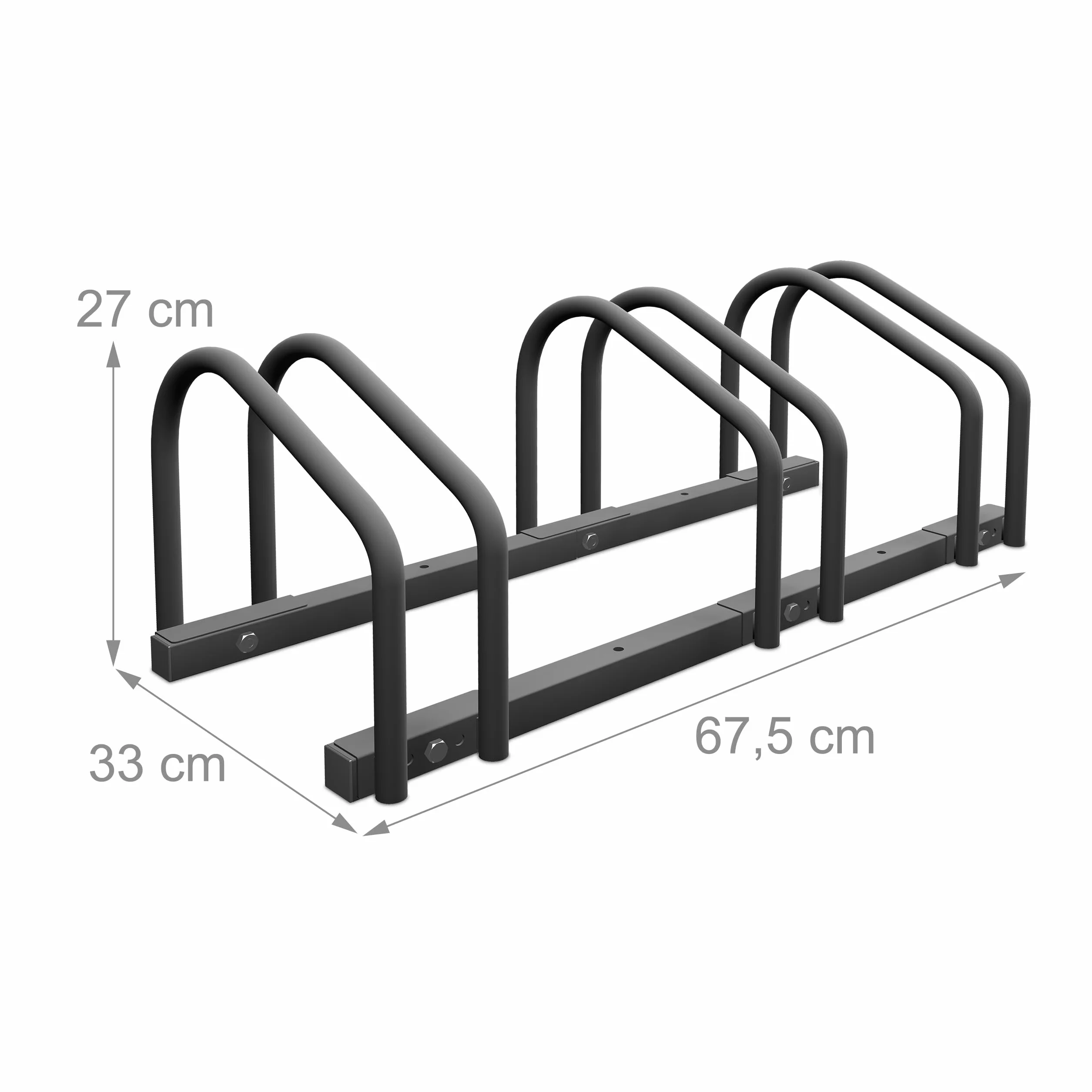 Relaxdays Stojak na rower podłogowy na 3 rowery metalowy antracyt 27x67,5x33 cm