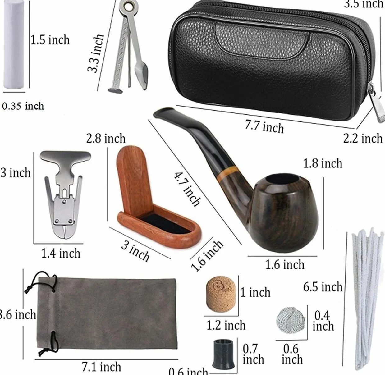 Joyoldelf Fajki do palenia, luksusowy zestaw fajka hebanowej ze skórzanymi woreczkami na tytoń, stojakiem i akcesoriami