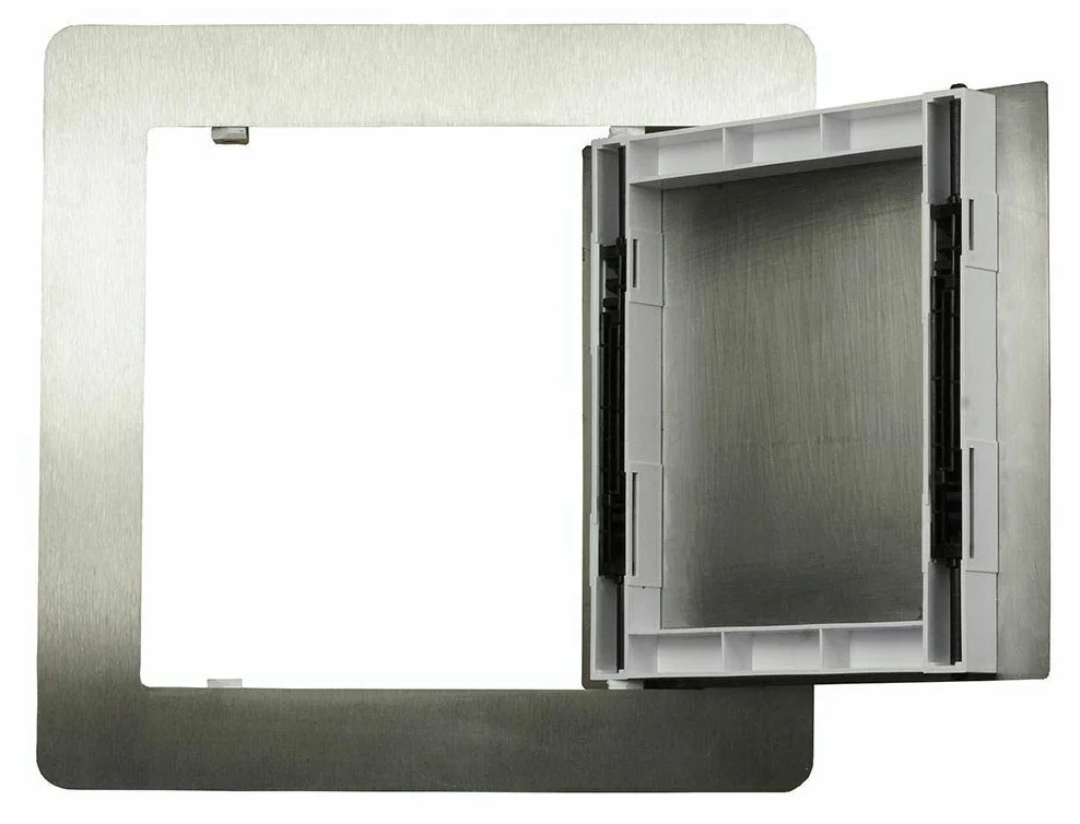 Ekskluzywne drzwi rewizyjne klapa rewizyjna stal szlachetna szczotkowana z ramą montażową NDE 200x200 mm