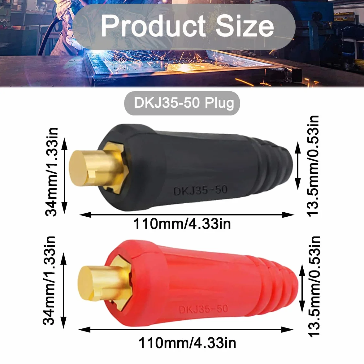 do kabla spawalniczego TIG złącze wtykowe i gniazdo zestaw szybkozłączki Dinse Style DKJ35-50 DKZ35-50 315 amp męsko-żeńskie do akcesoriów do spawarek (czarny i czerwony 4 szt.)