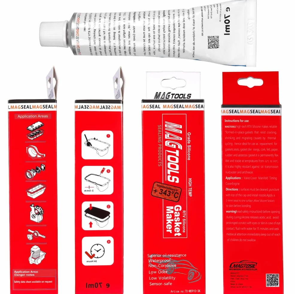 flintronic Masa uszczelniająca silnika, 70 ml, czerwona, odporna na olej, wysokotemperaturowa silikonowa masa uszczelniająca, uszczelka głowicy cylindra, uszczelniacz do miski olejowej, silikon