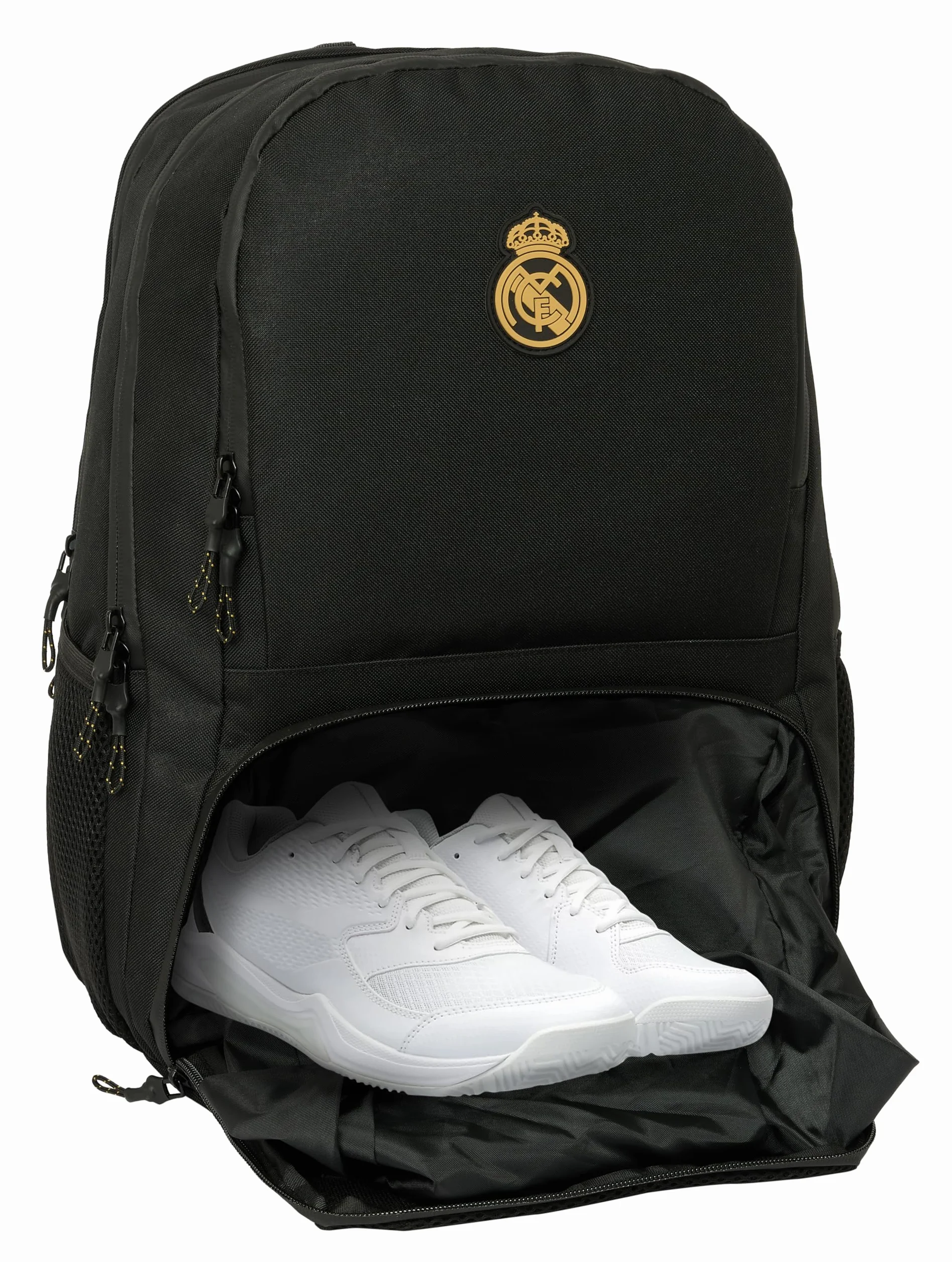 Safta Real Madrid 3. WYPOSAŻENIE - Plecak na Padel, Plecak sportowy, idealny dla różnych grup wiekowych, wygodny i wszechstronny, jakość i wytrzymałość, 30x17x42 cm, kolor czarny, czarny, Estándar,