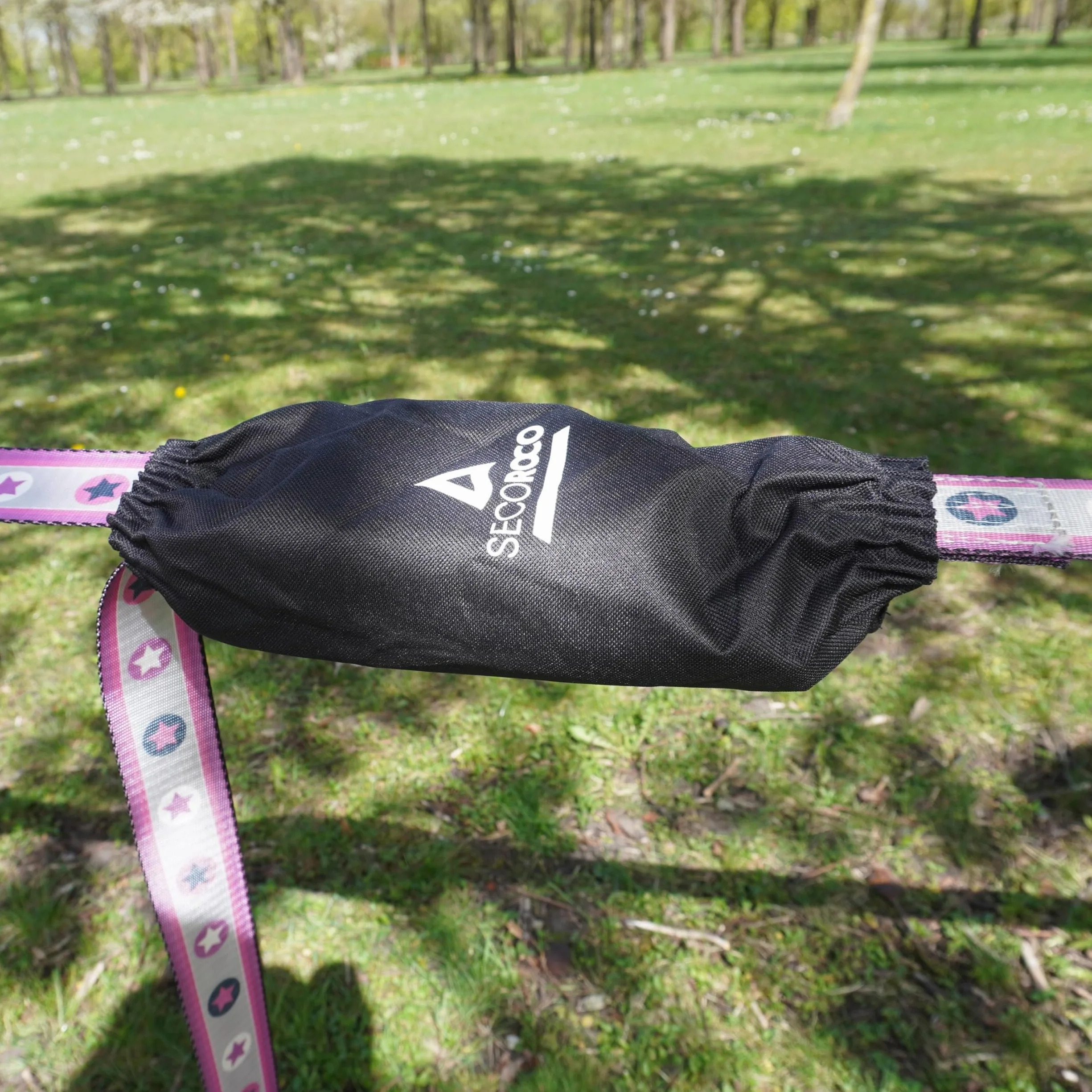 Zestaw Slackline Pink Stars, długość 25 m, kompletny zestaw dla dzieci, początkujących i rodzin, łącznie z linką mocującą i torbą do noszenia (25)