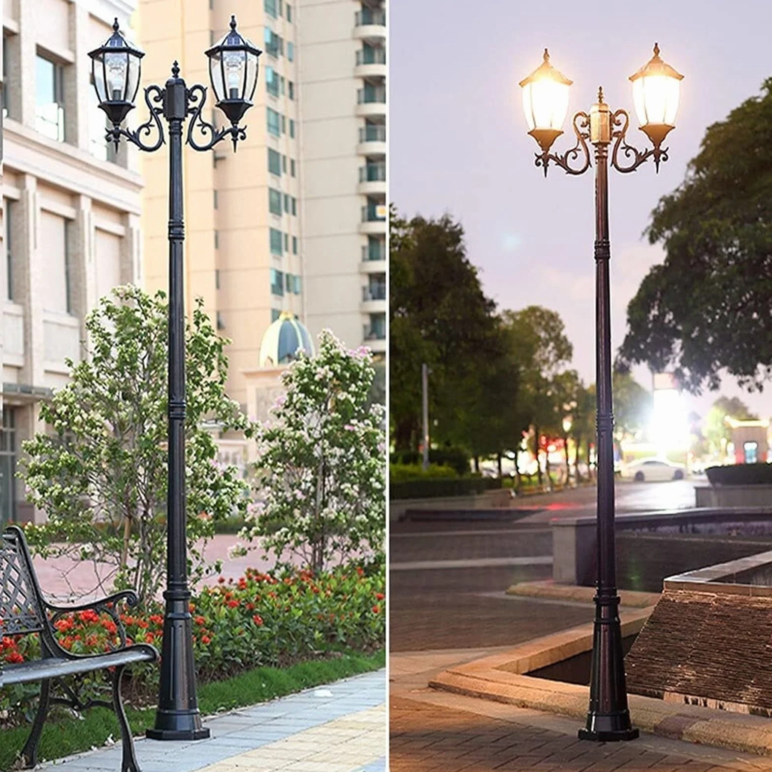 Lampy Zewnętrzne Na Taras, Słupki Do Lamp Zewnętrznych, Lampy Uliczne Solarne, Wodoodporne Ip56, Słupy Oświetleniowe, Słupy Oświetleniowe, Oświetlenie Zewnętrzn(Wysokość 205 Cm)