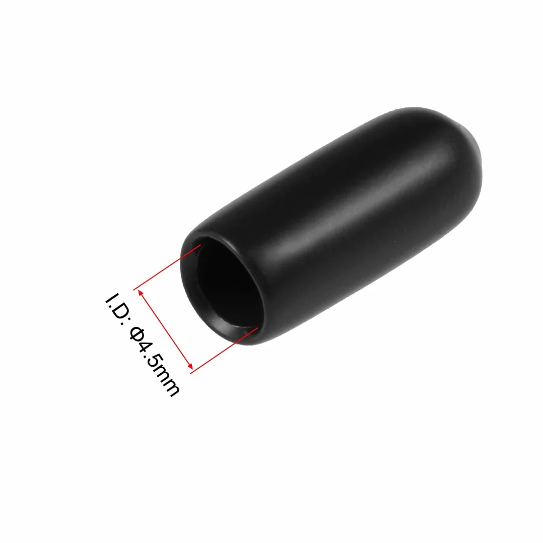 sourcing map Śruba gwintowana Protector 4,5mm ID Okrągły Zaślepka Czarna Rurka Czapki 50 szt