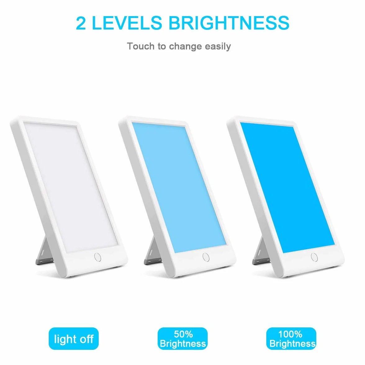 Smutna lampa dzienna, SMY oświetlenie niebieskie światło lampa energetyczna i regulowane niebieskie światło LED, tablet jeden dotyk z timerem, 100% wolny od promieniowania UV