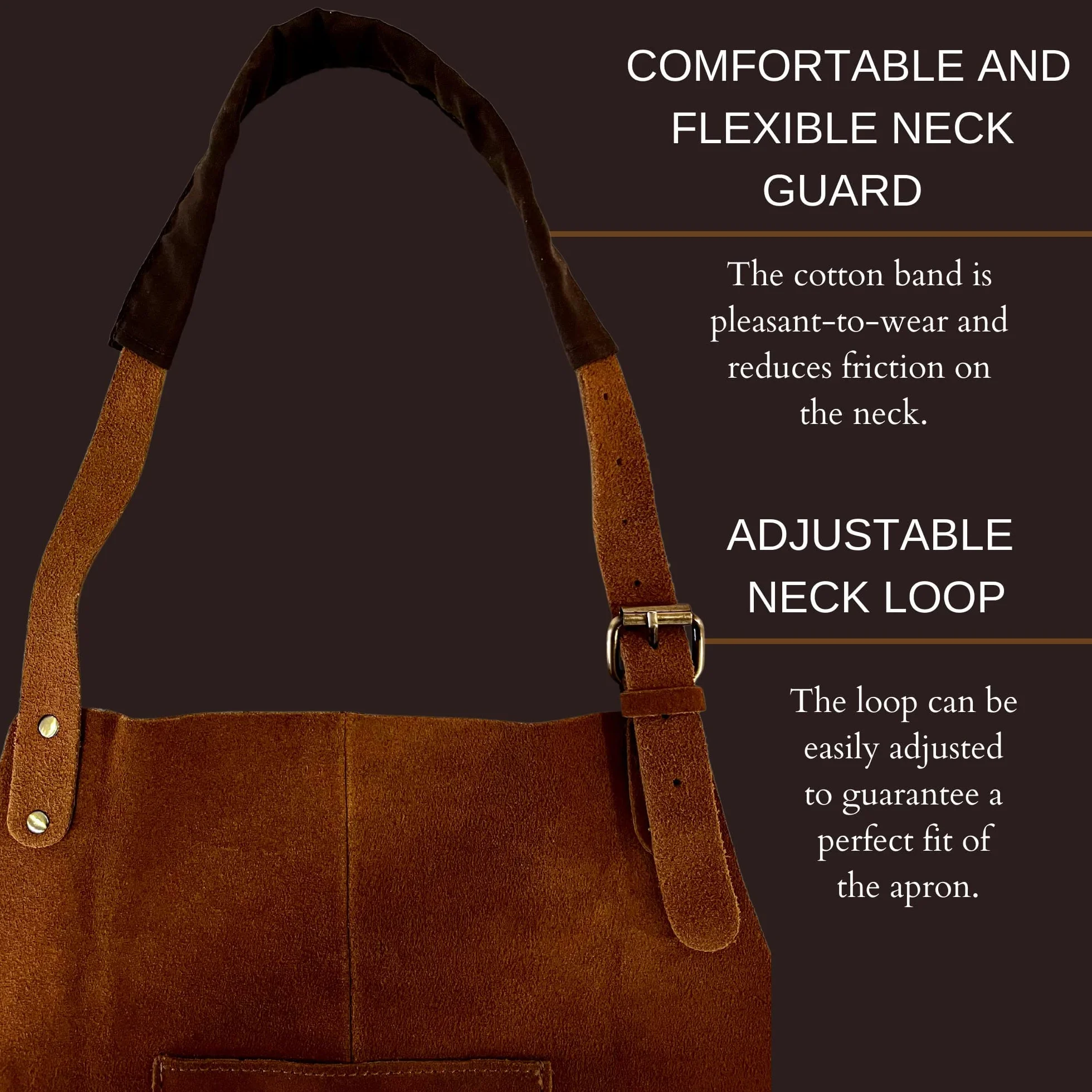 Rustic Town Genuine Leather Grill Work Apron with Tool Pocket Adjustable XXL