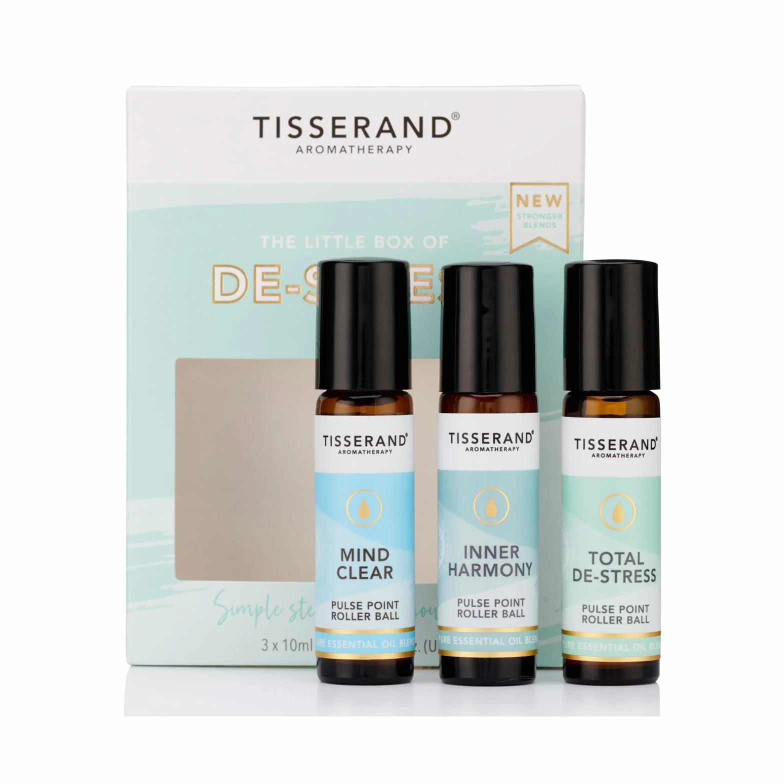 Tisserand Aromatherapy Małe pudełko odstresu - Mind Clear, Inner Harmony, Total De-Stress - 100% naturalne czyste olejki eteryczne - 3 x 10 ml