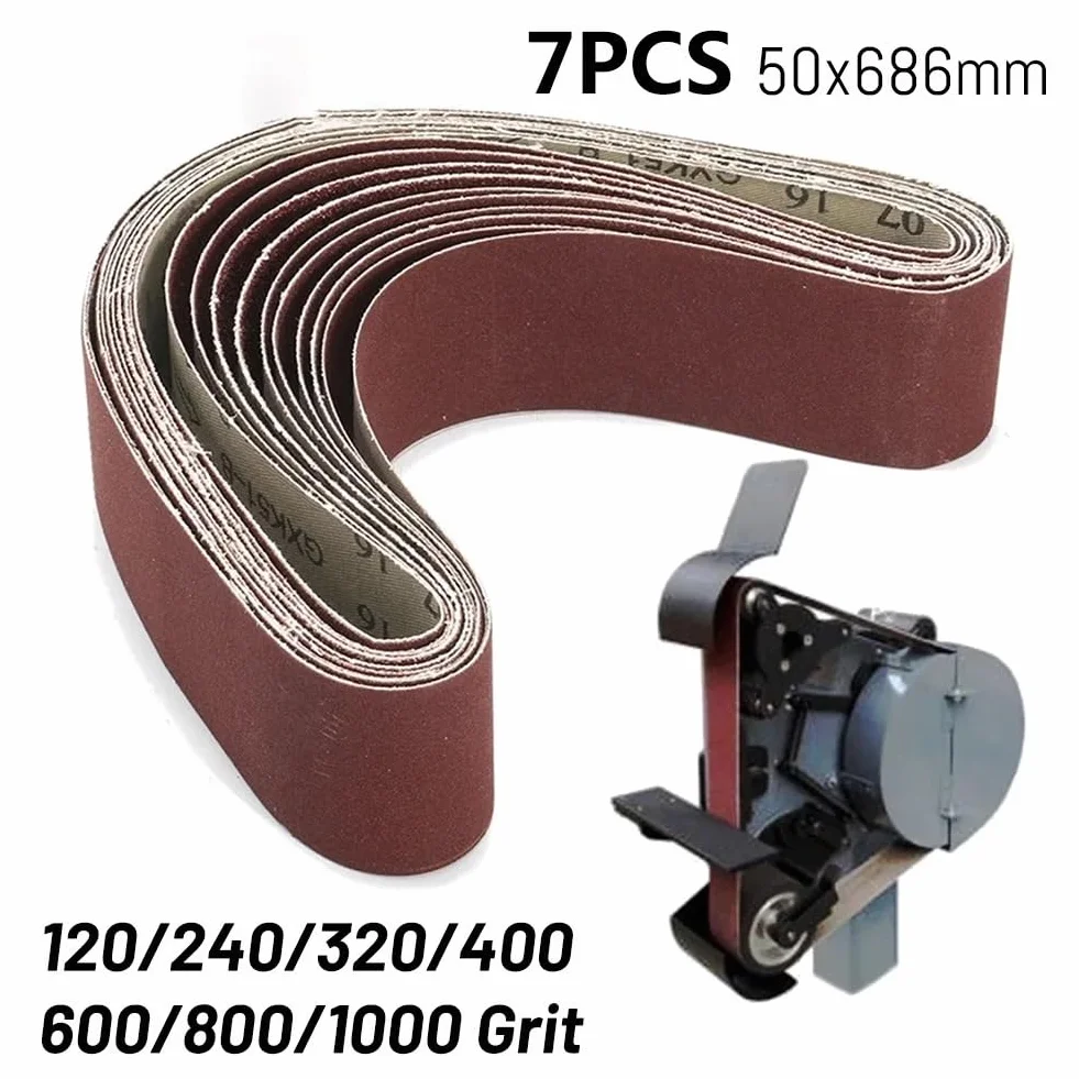 Szlifierka taśmowa pasy szlifierskie 10 sztuk taśma ścierna 120/240/320/400/600/800/1000 Grit 50x686mm narzędzia do szlifowania drewna